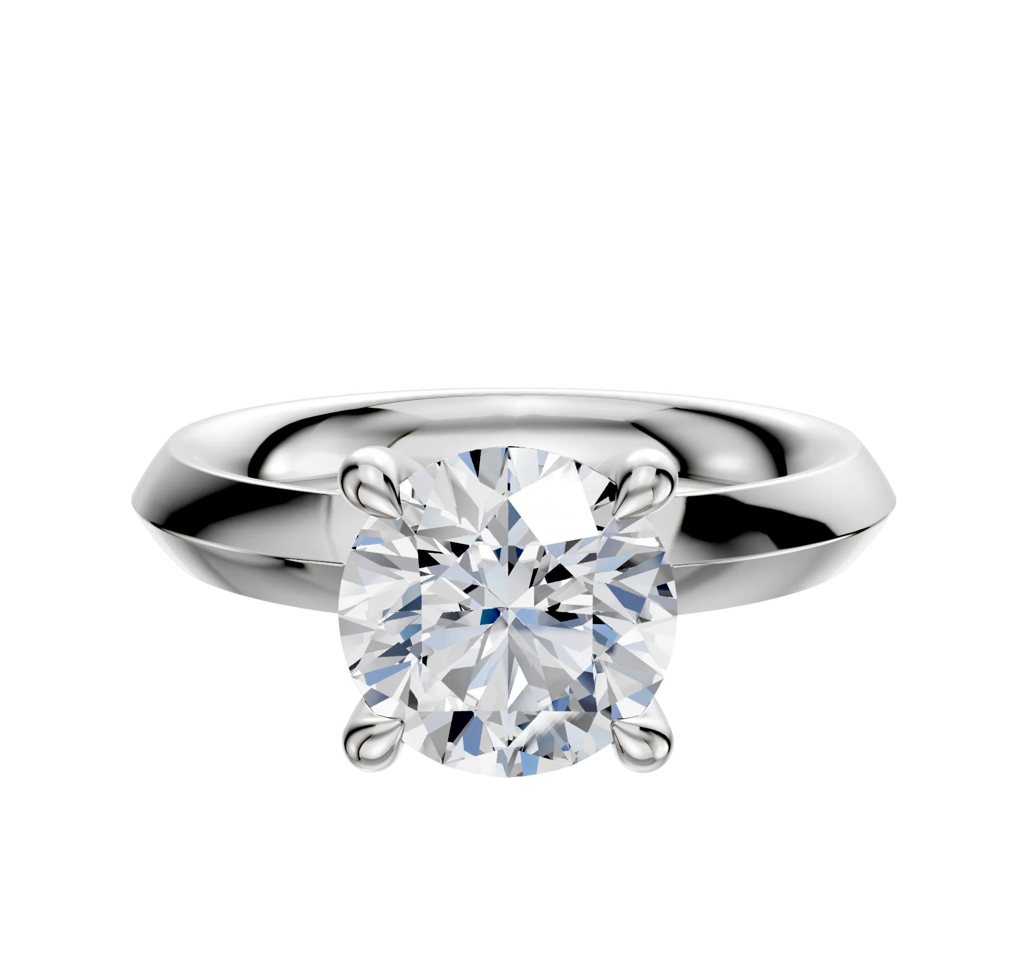 14K White Gold 4 Prong Hidden Halo Classic Knife Edge 3.0mm Engagement Ring