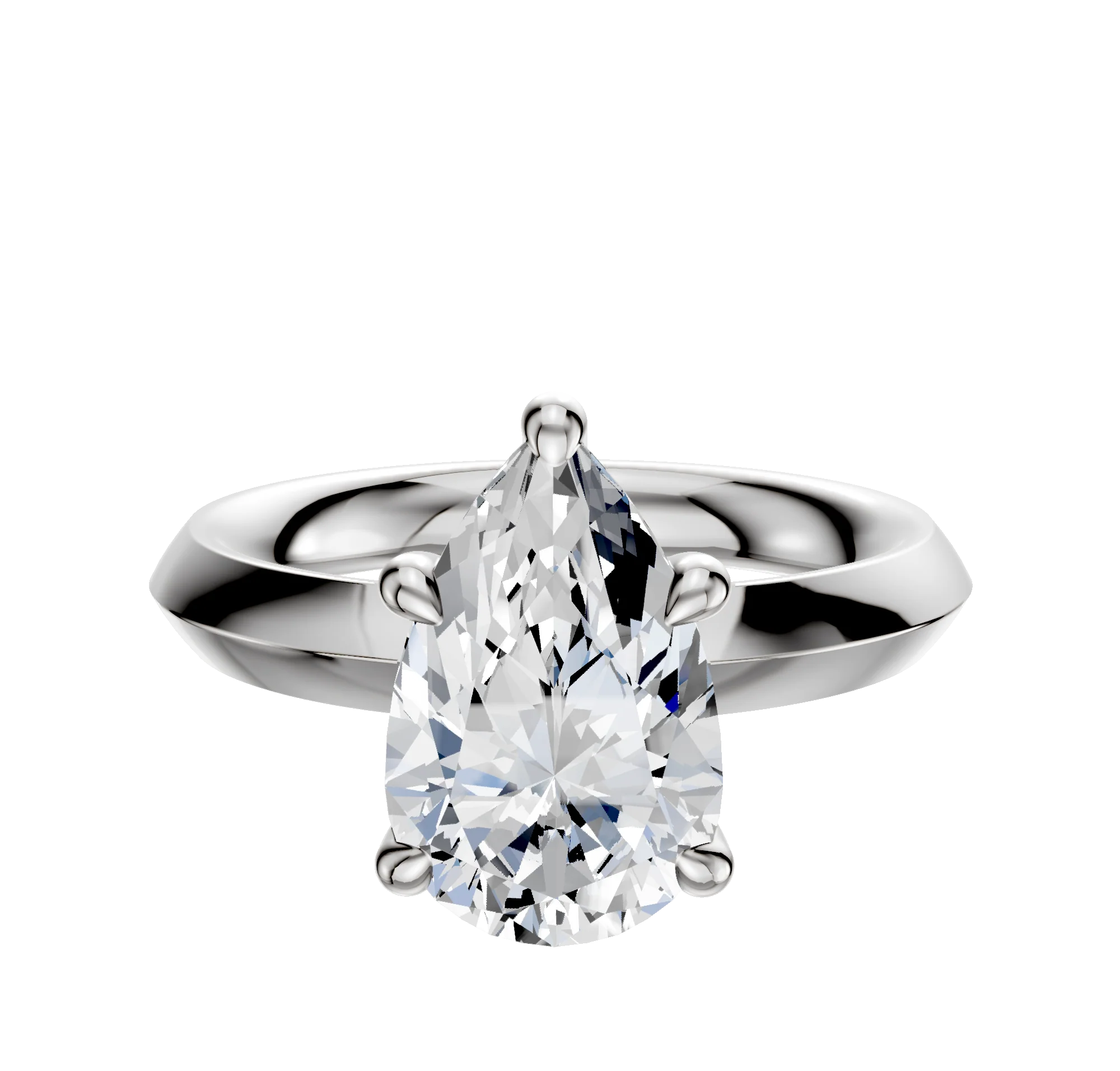 14K White Gold 4 Prong Hidden Halo Classic Knife Edge 3.0mm Engagement Ring