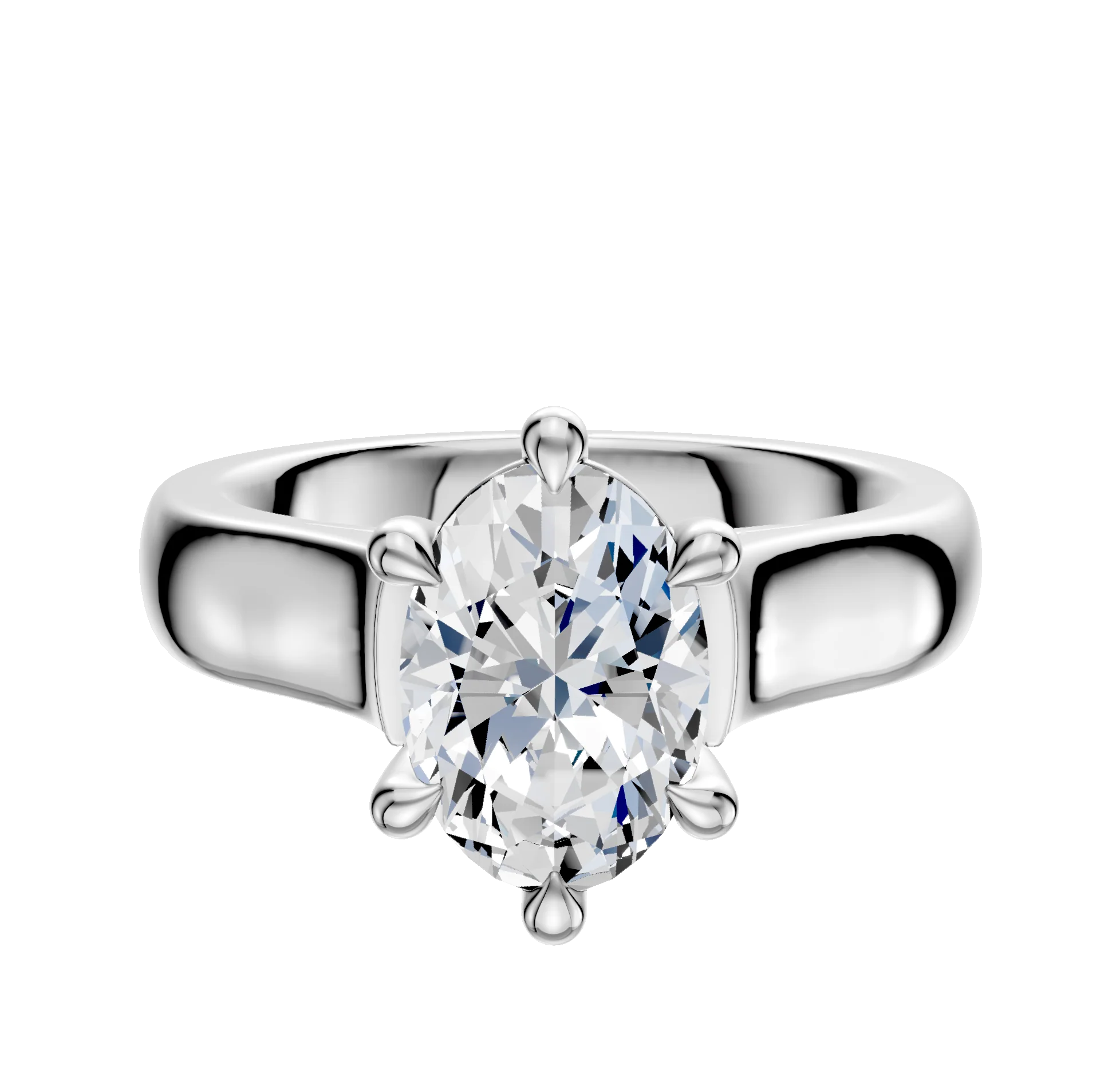 14K White Gold 6 Prong Basket Cathedral Dome 4.0mm Engagement Ring