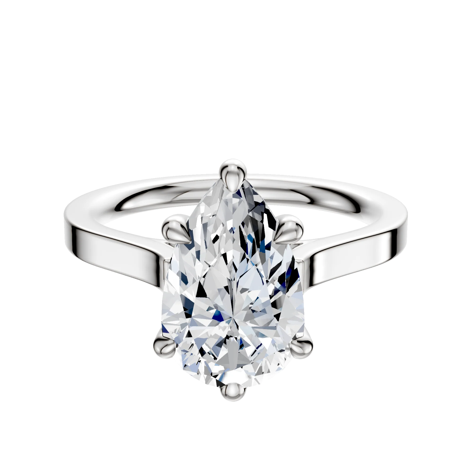 14K White Gold 6 Prong Basket Cathedral Flat 2.0mm Engagement Ring
