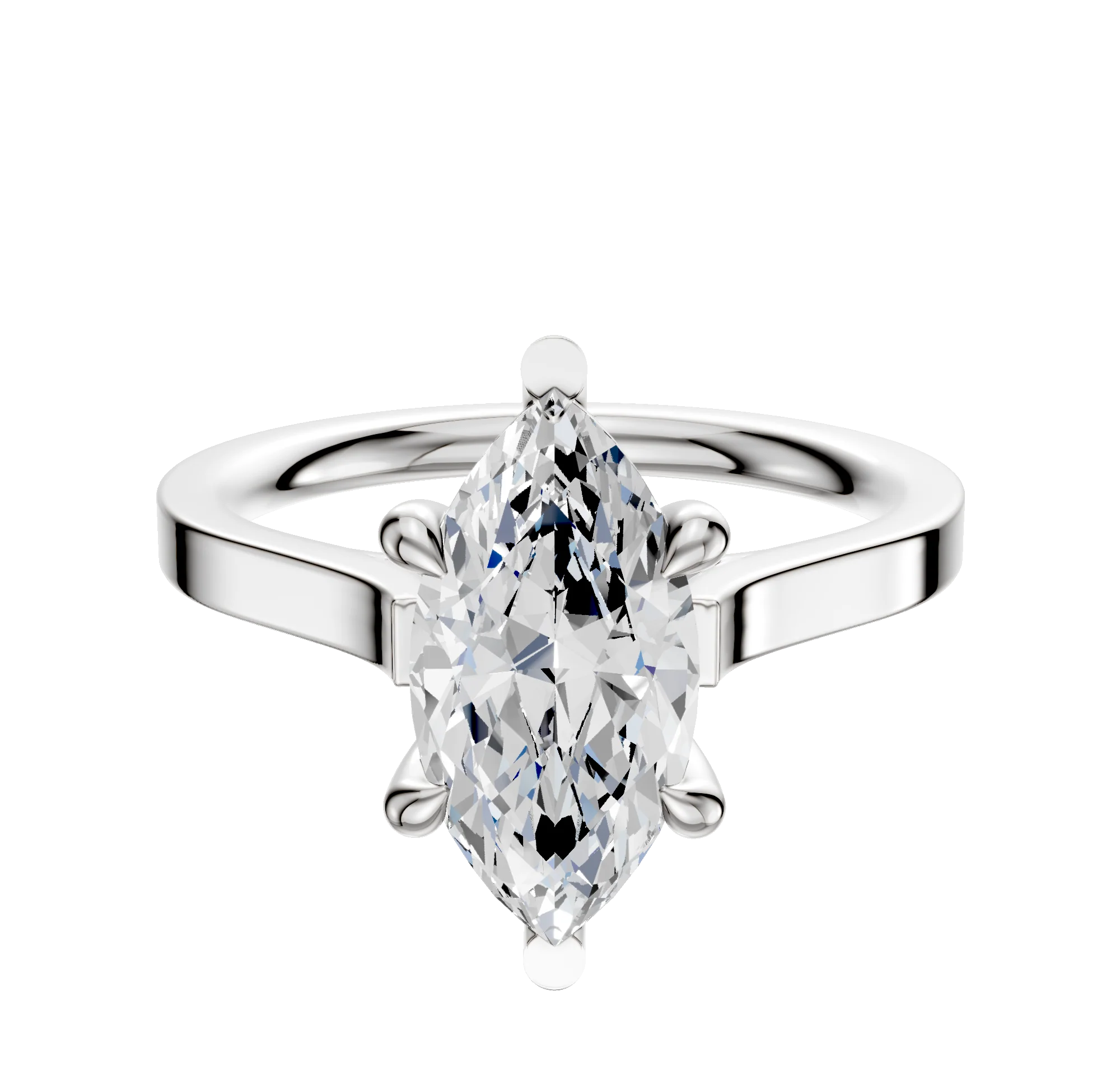 14K White Gold 6 Prong Basket Cathedral Flat 2.0mm Engagement Ring