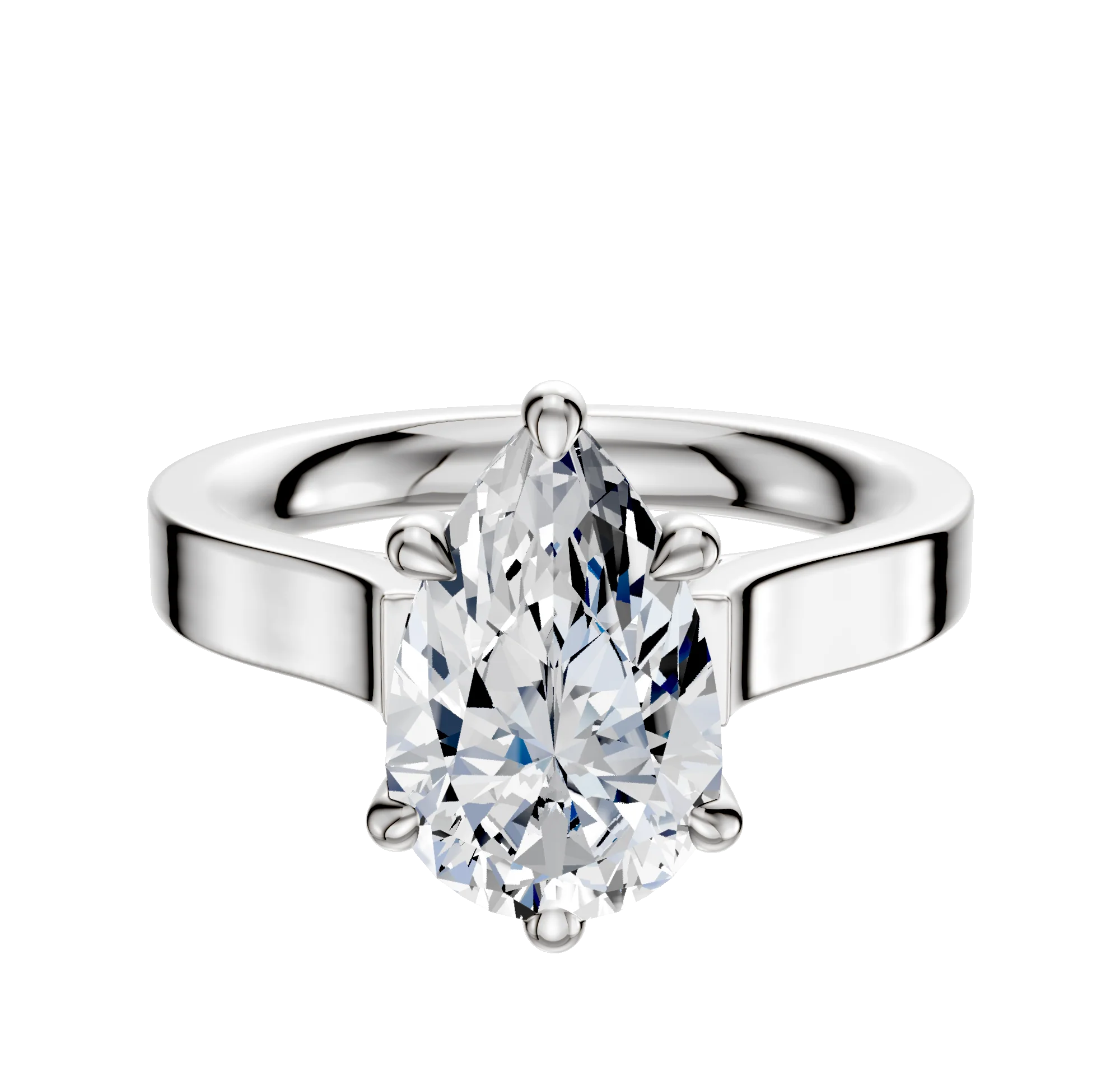 14K White Gold 6 Prong Basket Cathedral Flat 3.0mm Engagement Ring