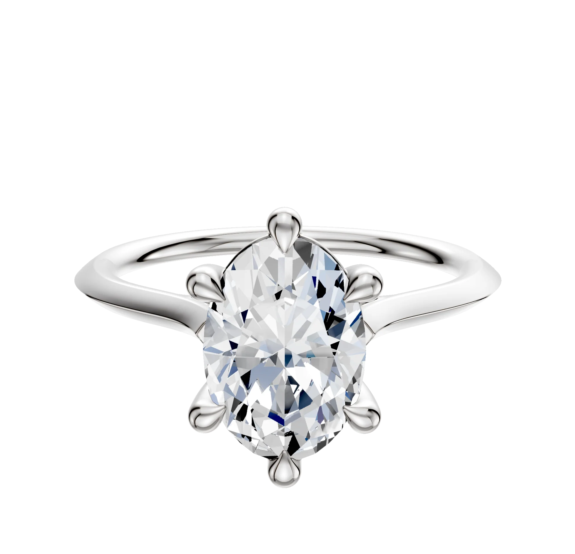 14K White Gold 6 Prong Basket Cathedral Knife Edge 1.5mm Engagement Ring