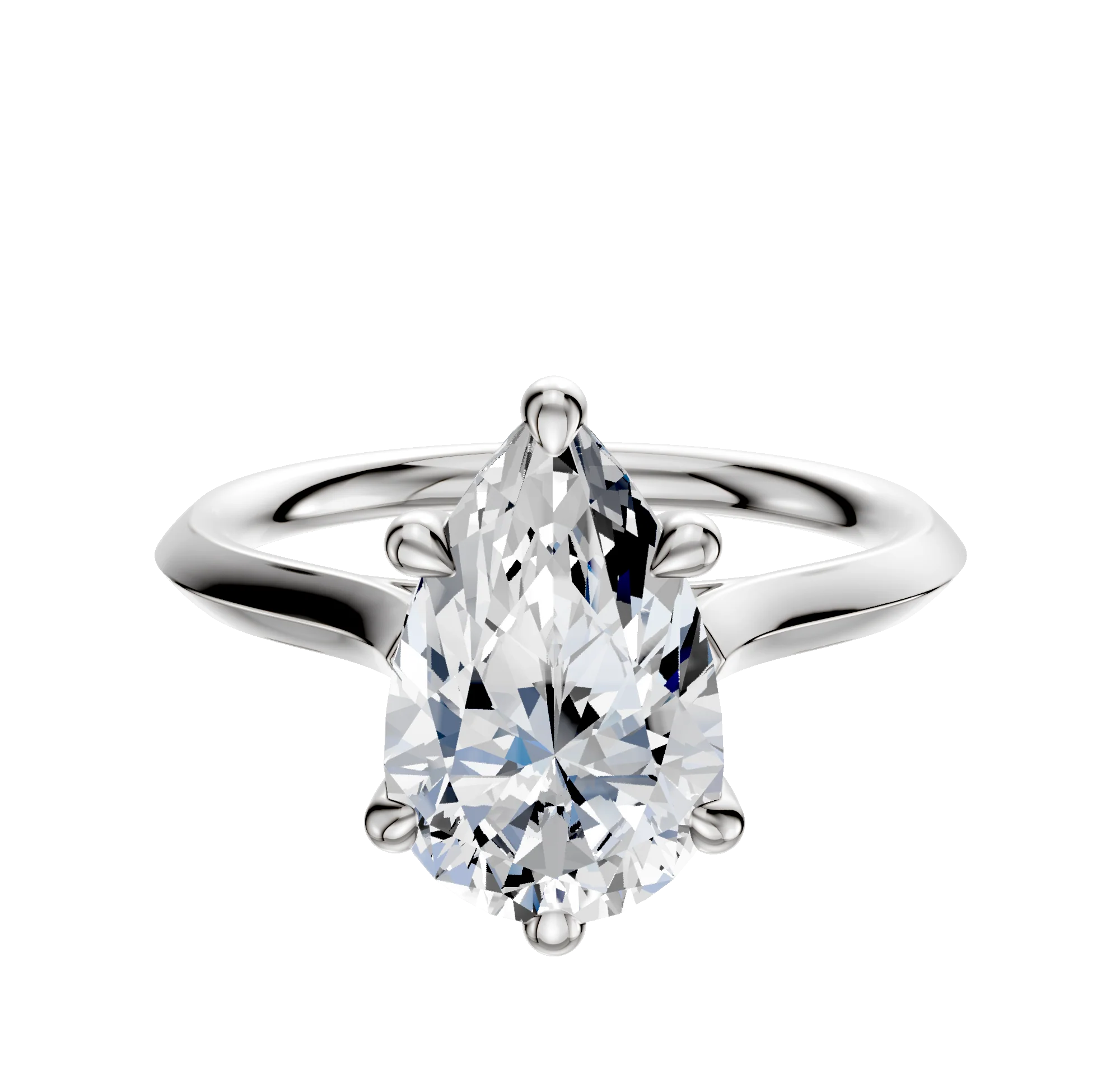 14K White Gold 6 Prong Basket Cathedral Knife Edge 2.0mm Engagement Ring
