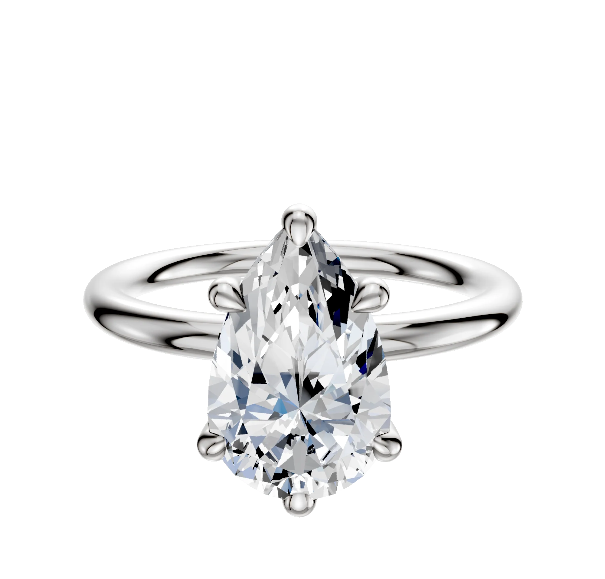 14K White Gold 6 Prong Basket Classic Dome 2.0mm Engagement Ring