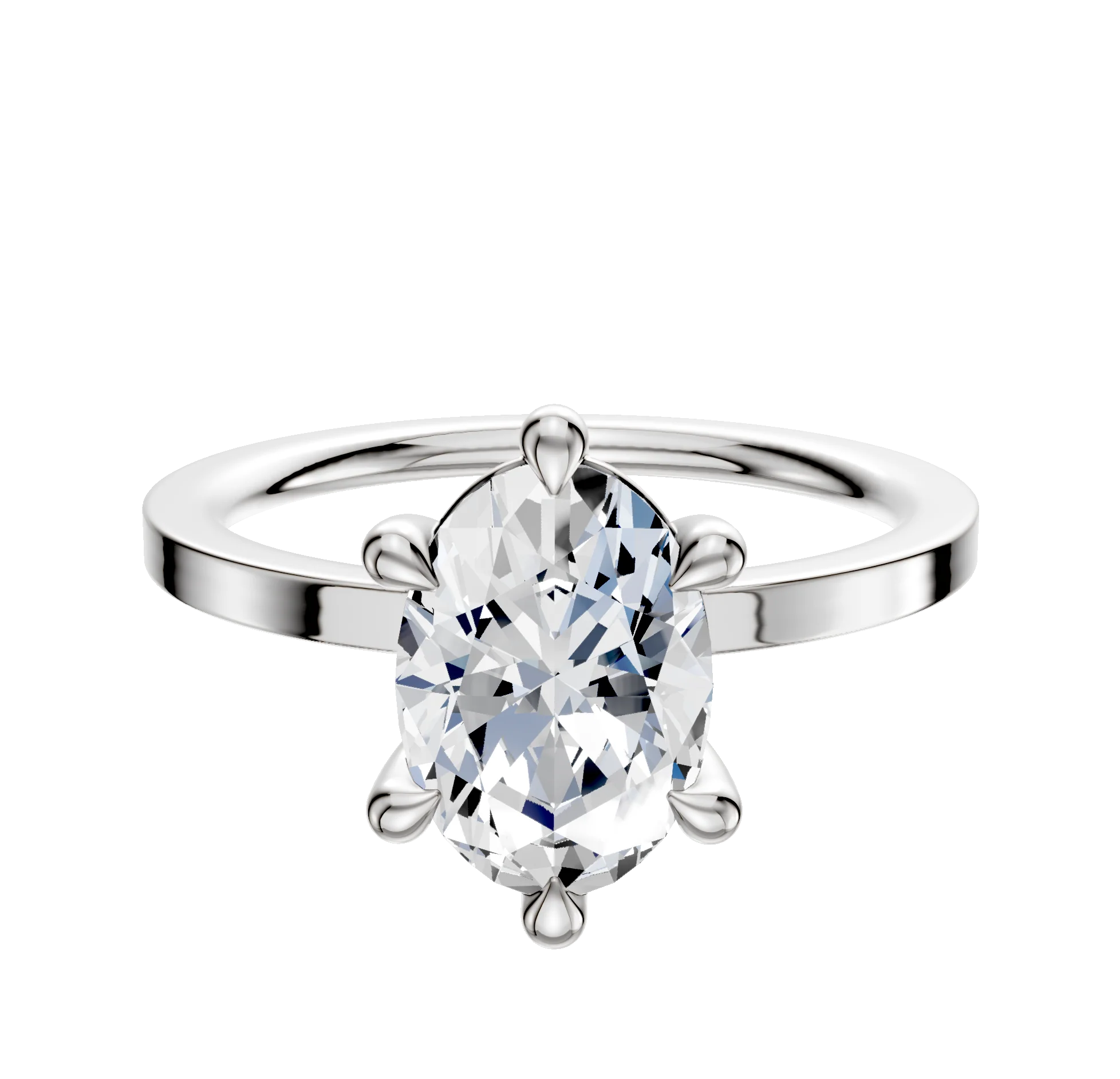 14K White Gold 6 Prong Basket Classic Flat 1.5mm Engagement Ring