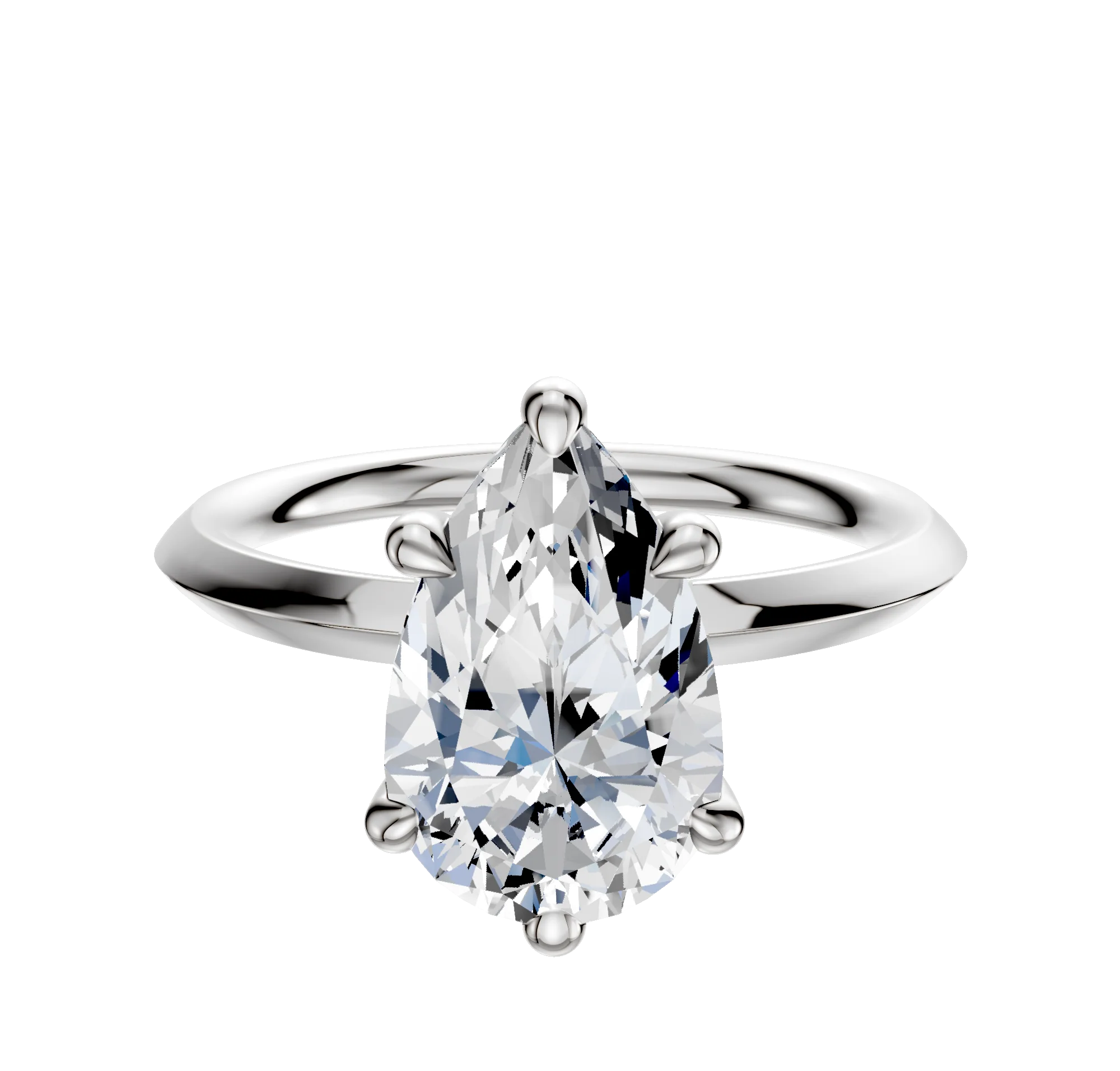 14K White Gold 6 Prong Basket Classic Knife Edge 2.0mm Engagement Ring