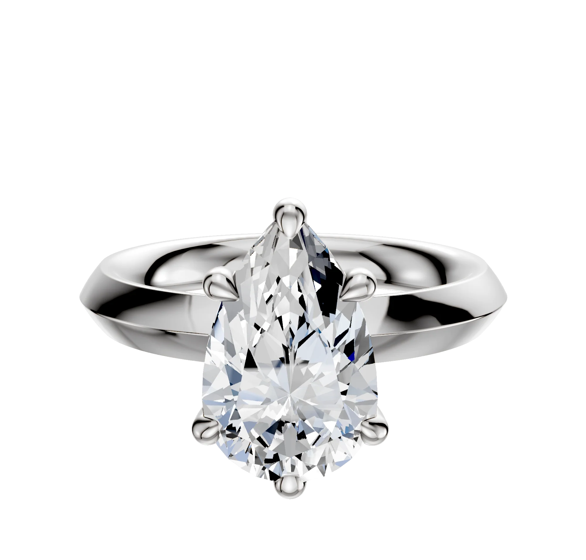 14K White Gold 6 Prong Basket Classic Knife Edge 3.0mm Engagement Ring