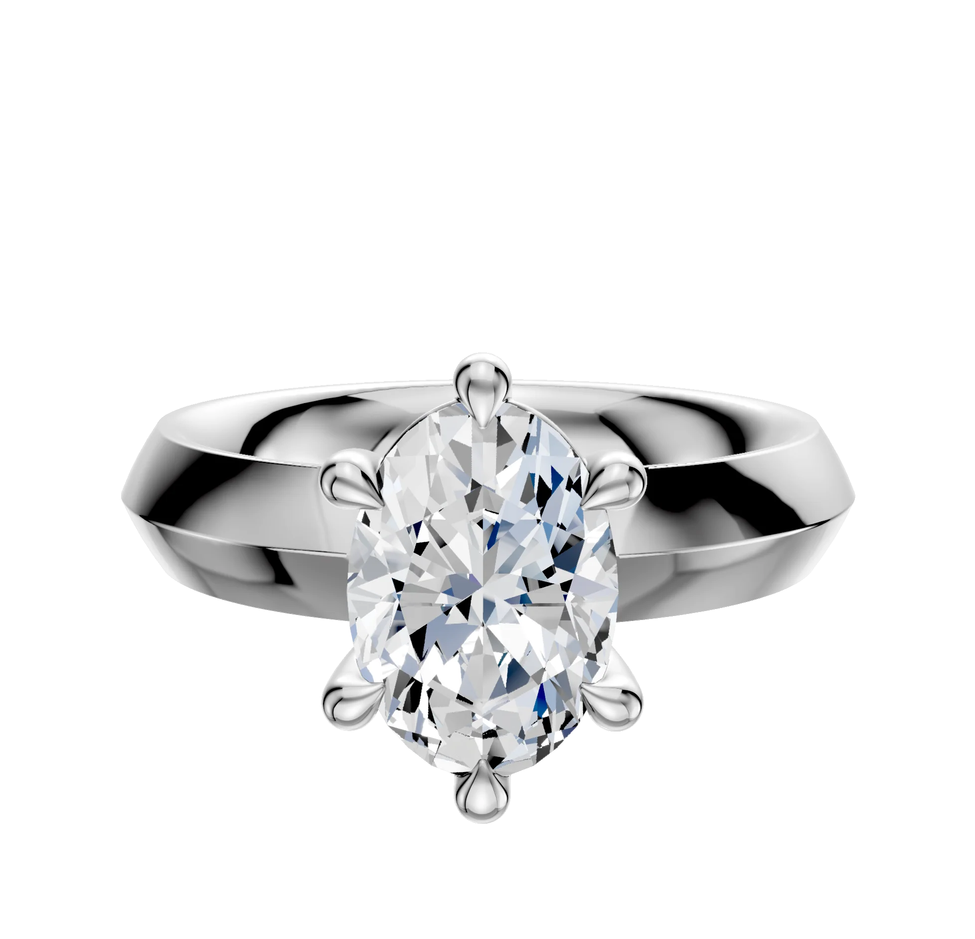 14K White Gold 6 Prong Basket Classic Knife Edge 4.0mm Engagement Ring