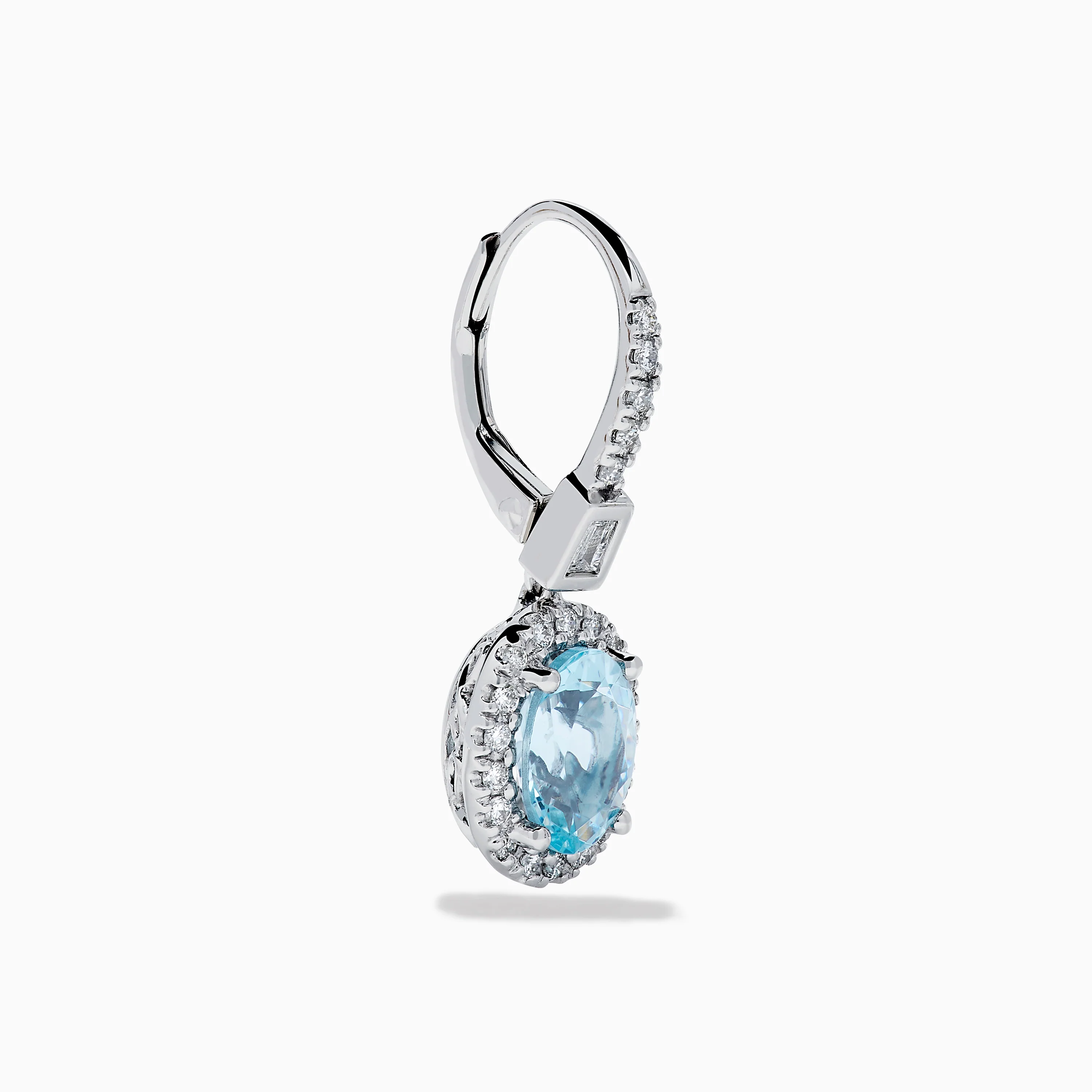14K White Gold Aquamarine and Diamond Dangle Earrings - Image 3