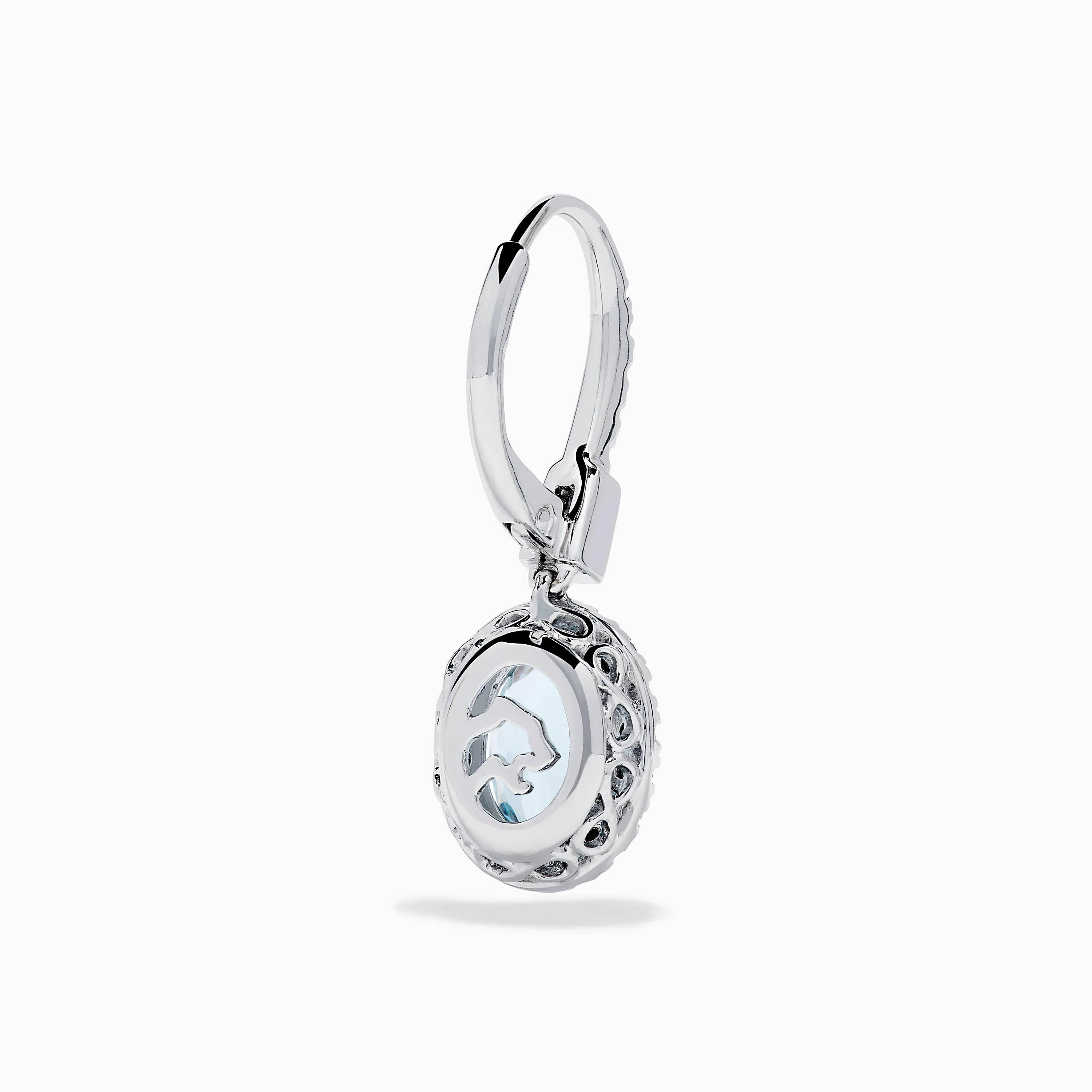 14K White Gold Aquamarine and Diamond Dangle Earrings - Image 4