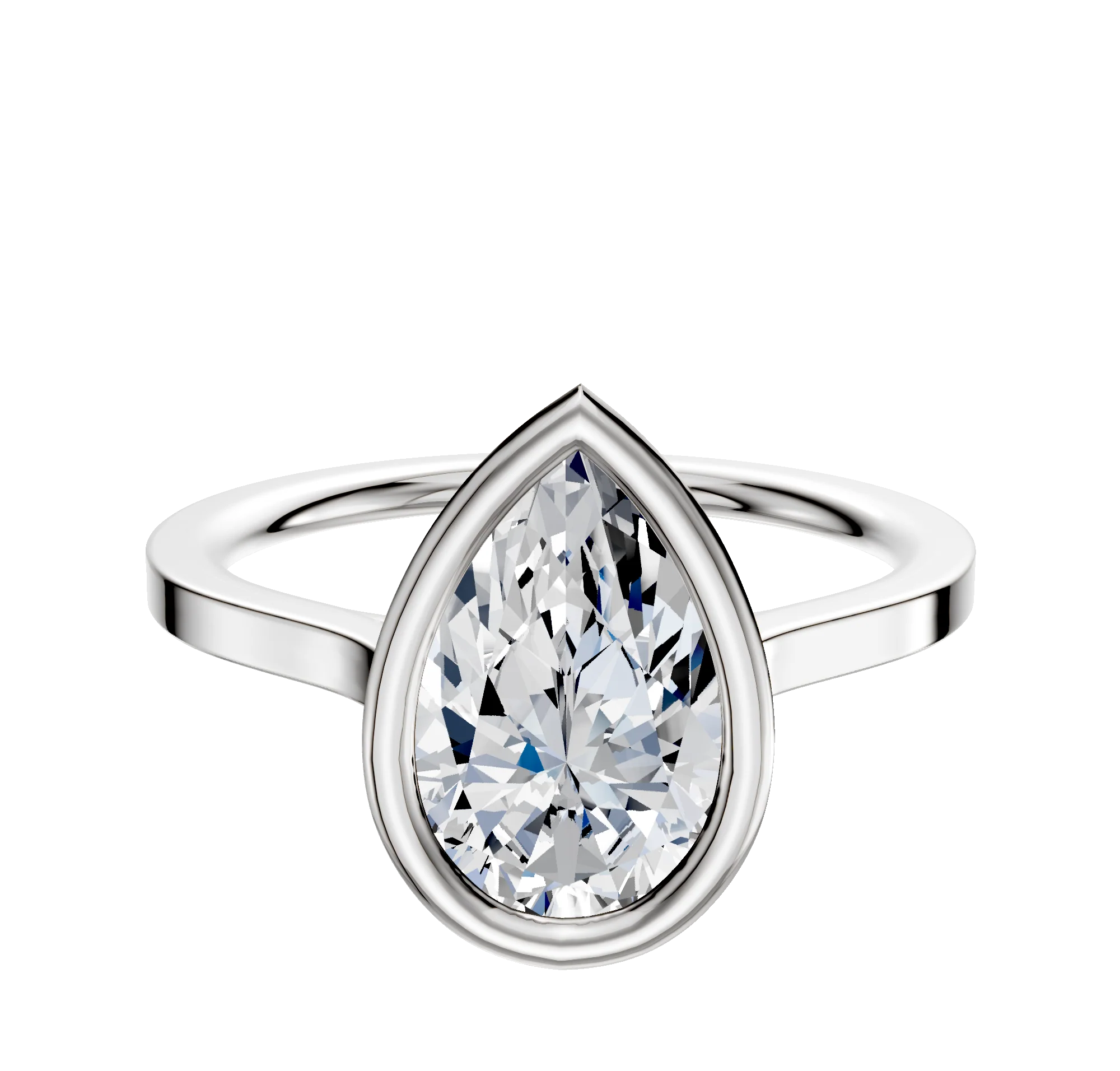 14K White Gold Bezel Full Bezel East/West Cathedral Flat 1.5mm Engagement Ring