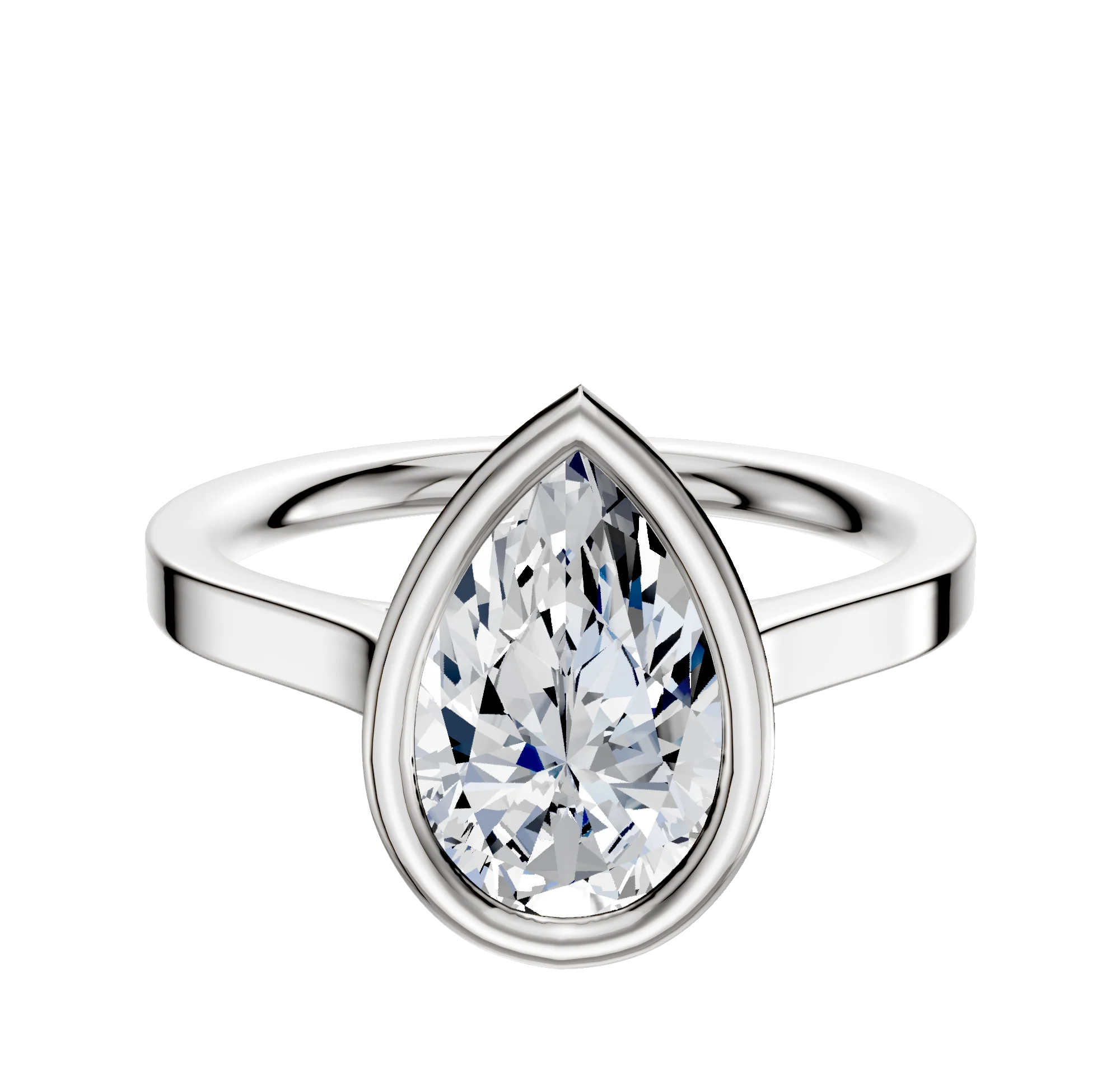14K White Gold Bezel Full Bezel East/West Cathedral Flat 2.0mm Engagement Ring