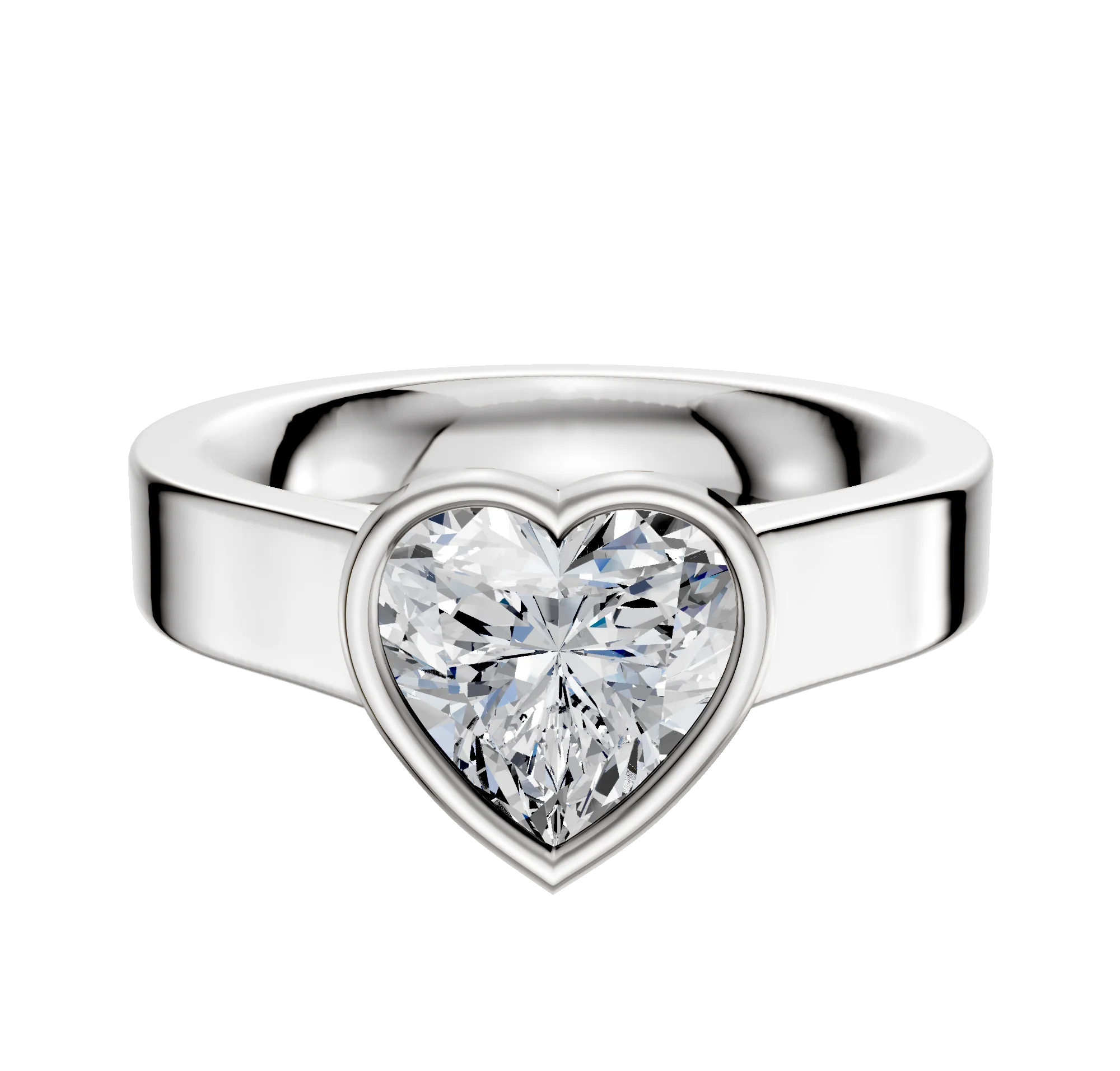 14K White Gold Bezel Full Bezel East/West Cathedral Flat 4.0mm Engagement Ring