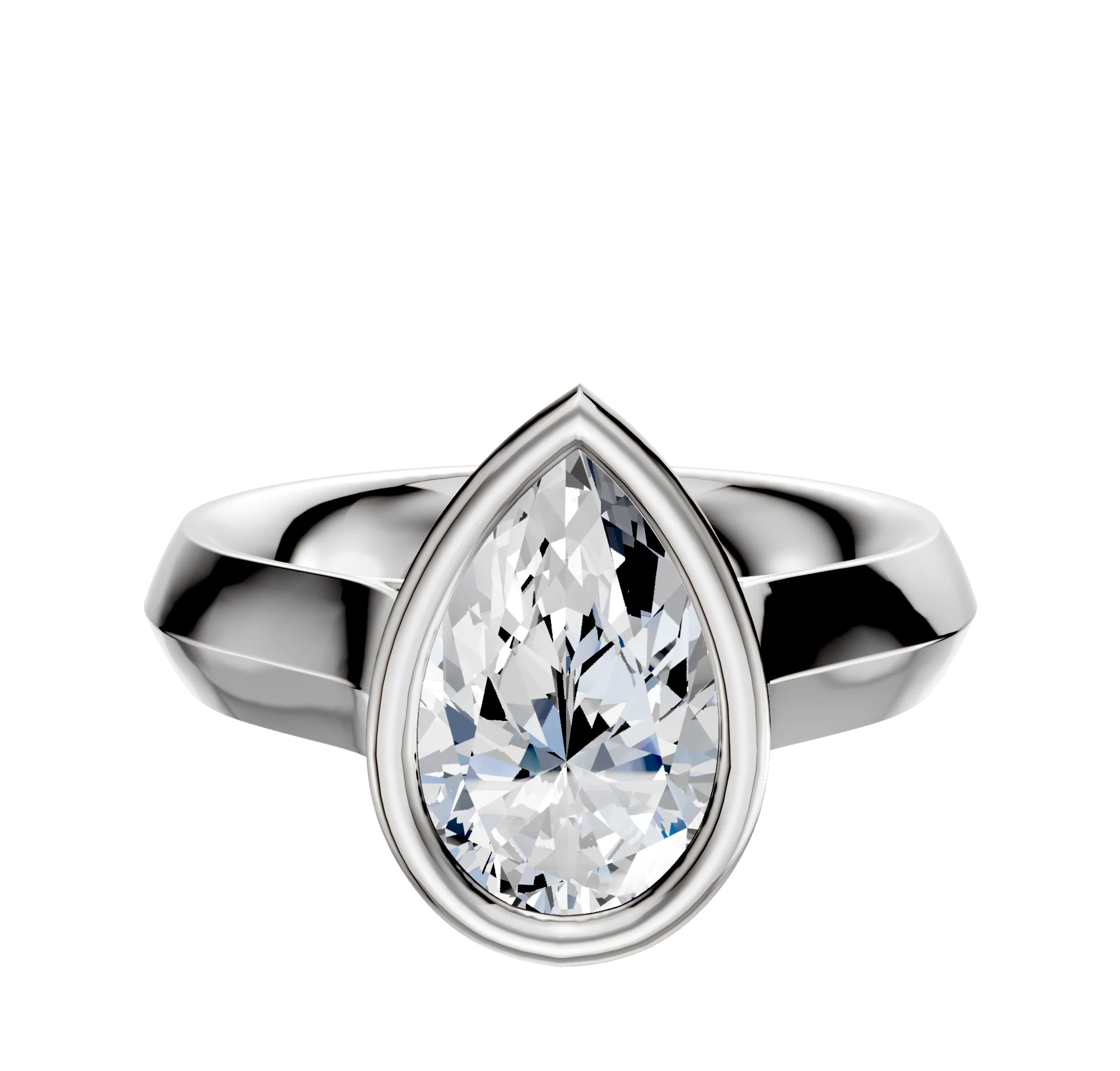 14K White Gold Bezel Full Bezel East/West Cathedral Knife Edge 4.0mm Engagement Ring