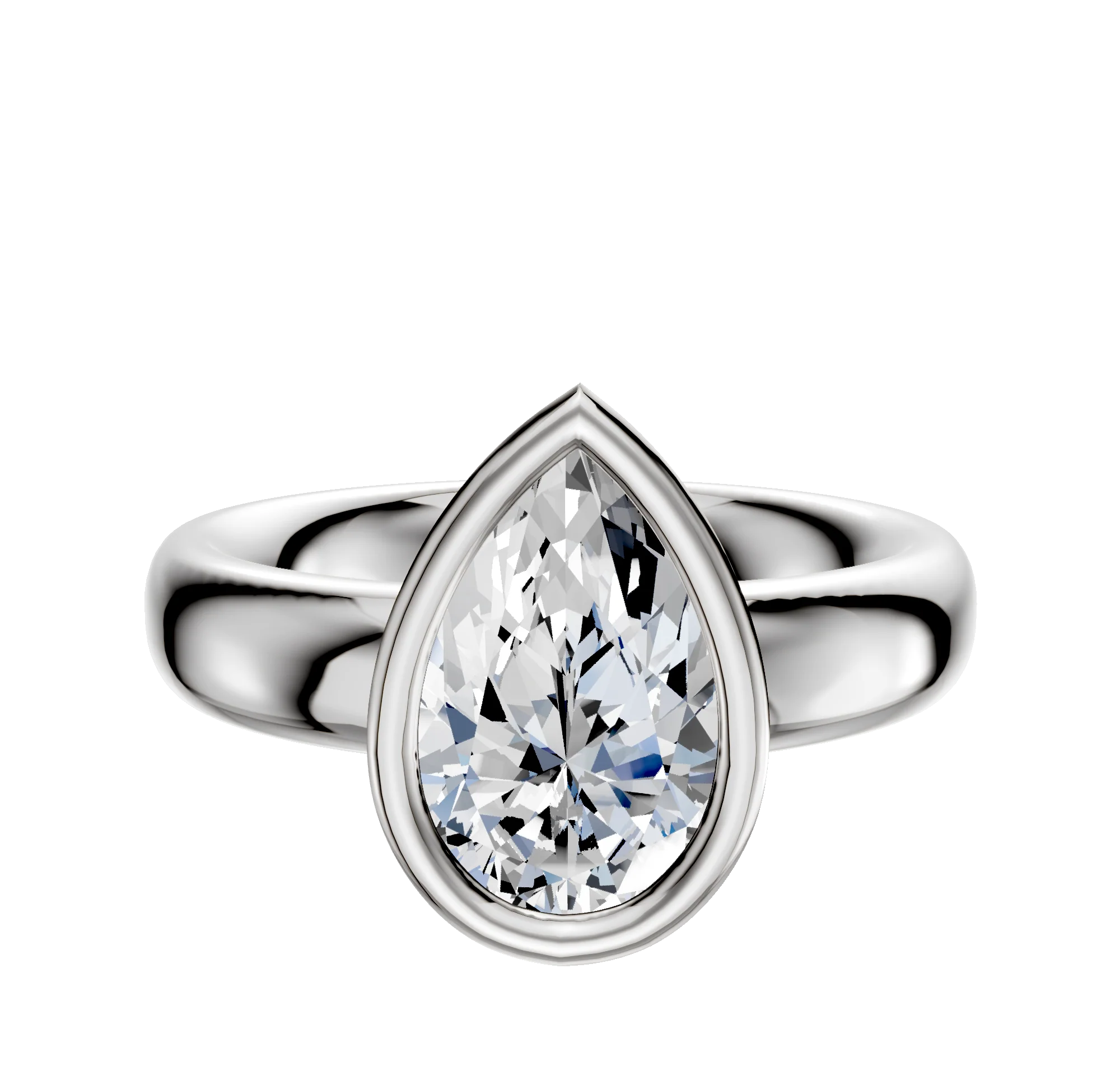 14K White Gold Bezel Full Bezel East/West Classic Dome 4.0mm Engagement Ring
