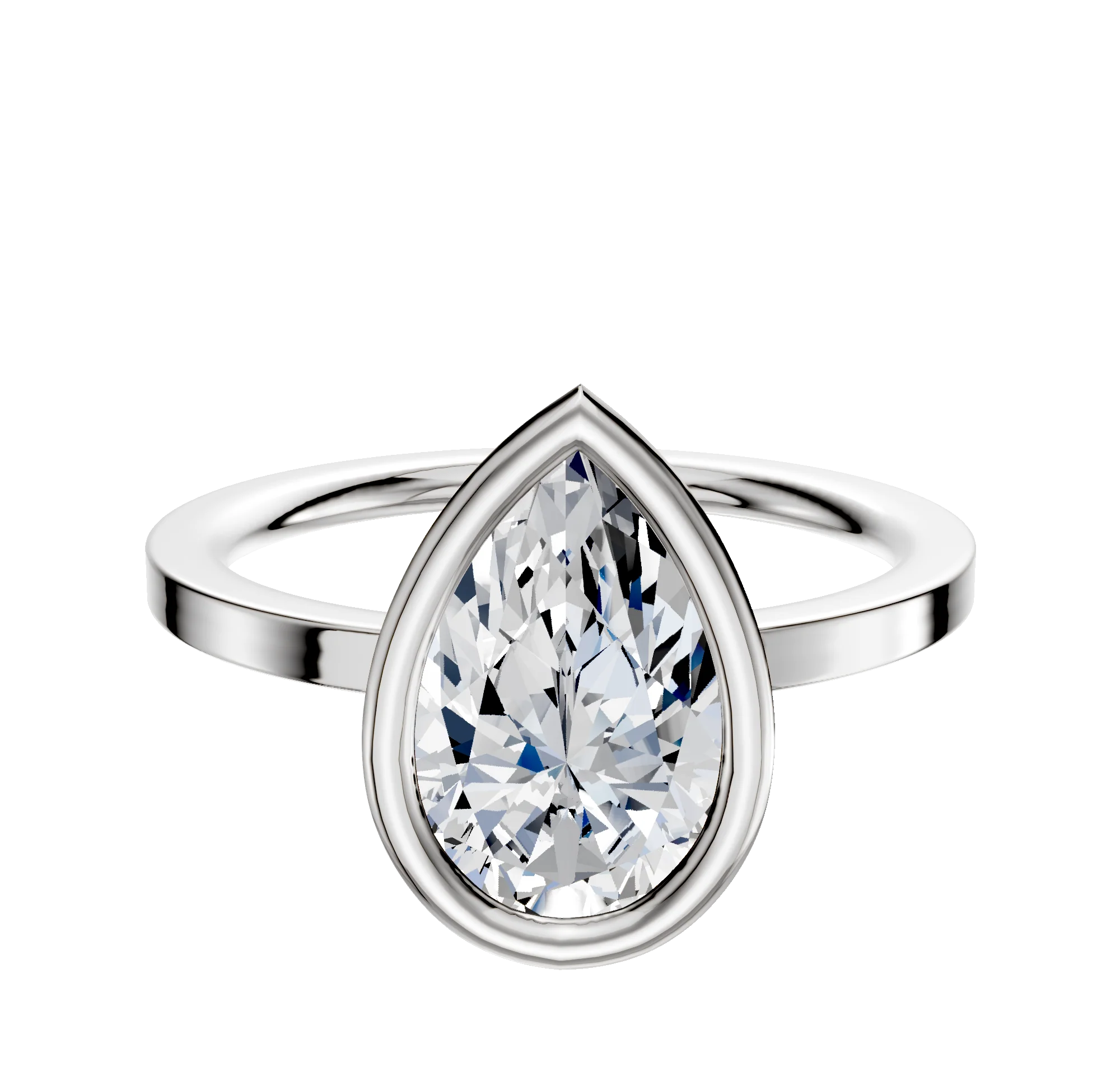 14K White Gold Bezel Full Bezel East/West Classic Flat 1.5mm Engagement Ring