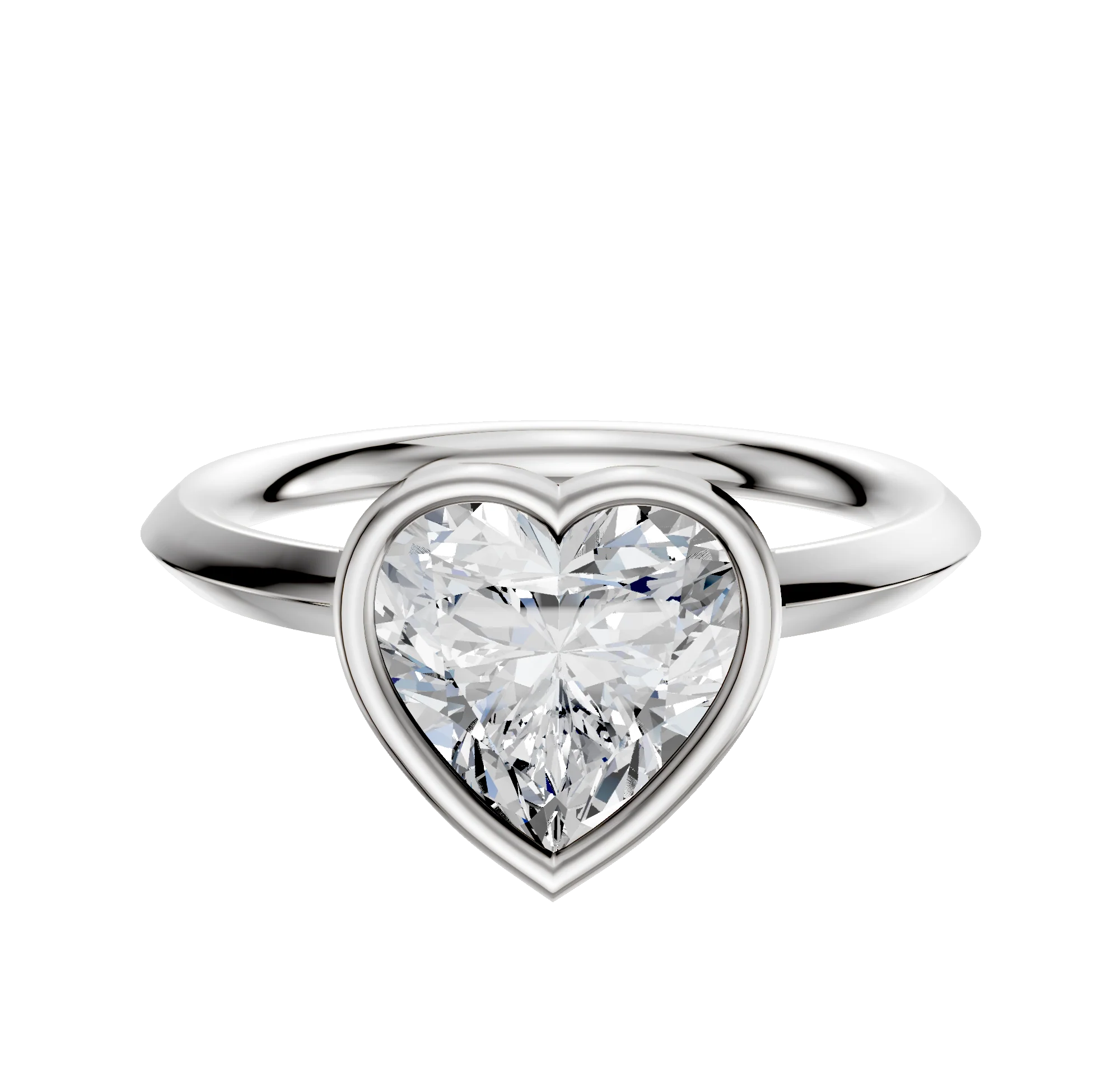 14K White Gold Bezel Full Bezel East/West Classic Knife Edge 2.0mm Engagement Ring
