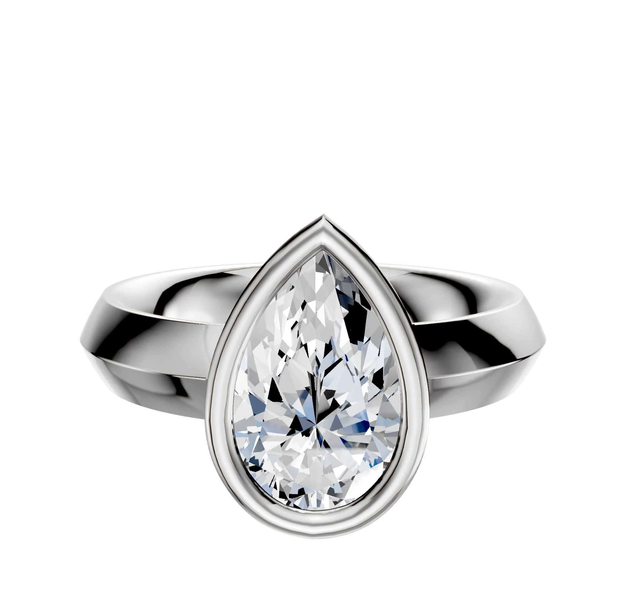 14K White Gold Bezel Full Bezel East/West Classic Knife Edge 4.0mm Engagement Ring
