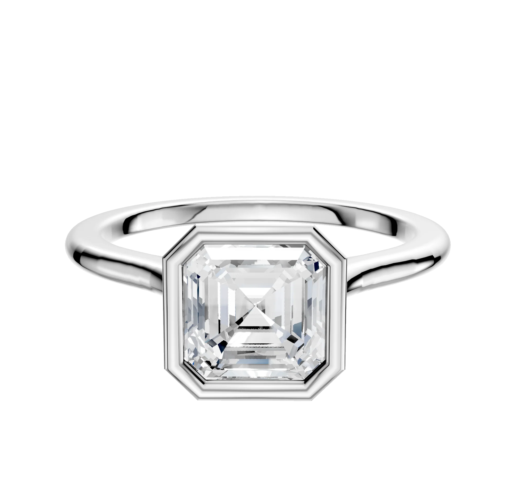 14K White Gold Bezel Full Bezel North/South Cathedral Dome 1.5mm Engagement Ring