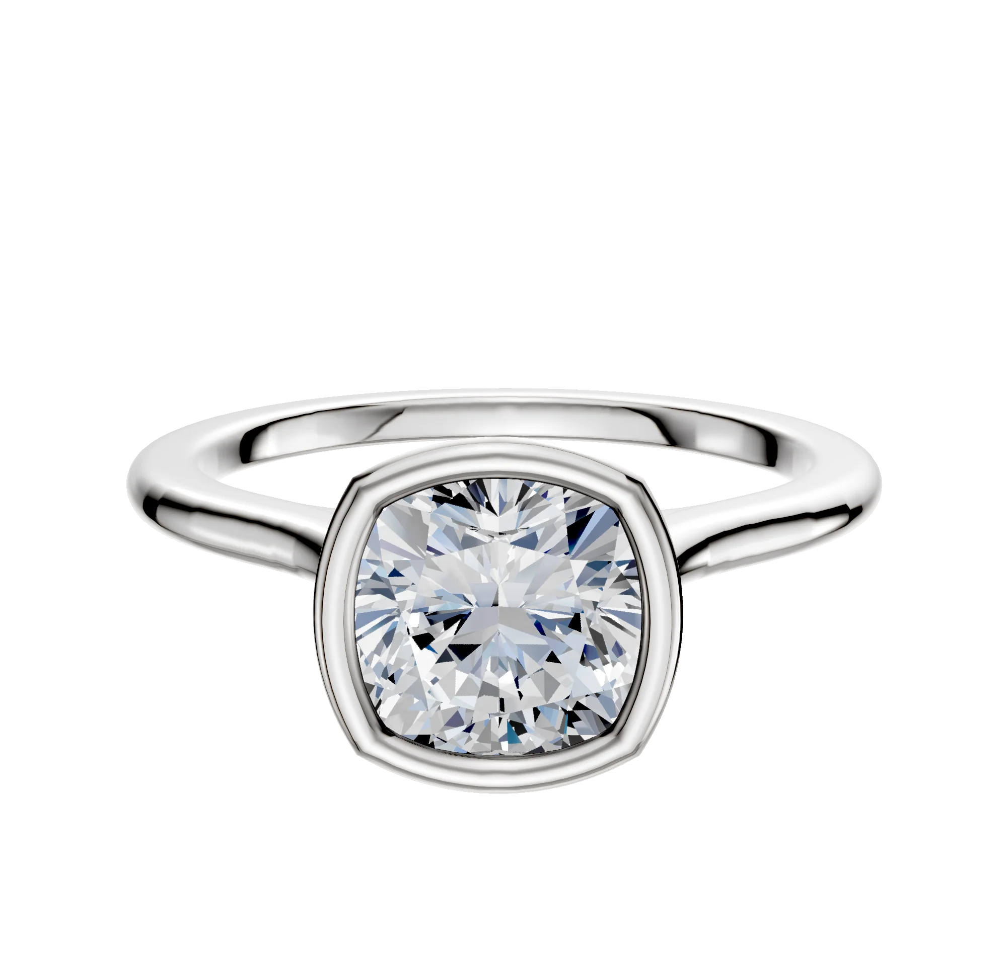 14K White Gold Bezel Full Bezel North/South Cathedral Dome 1.5mm Engagement Ring