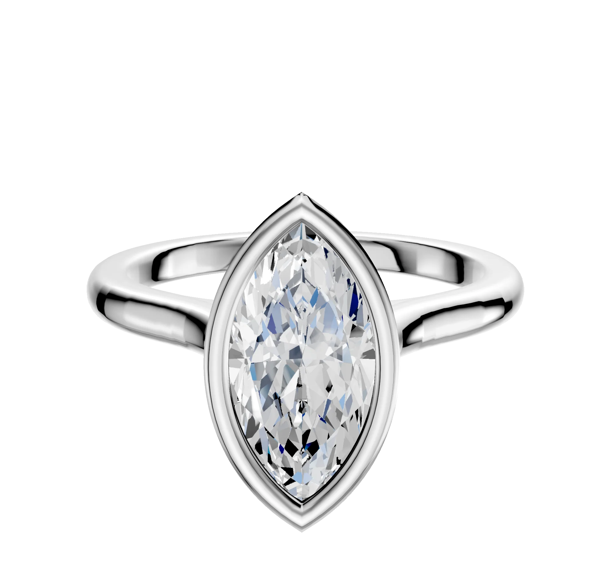 14K White Gold Bezel Full Bezel North/South Cathedral Dome 2.0mm Engagement Ring