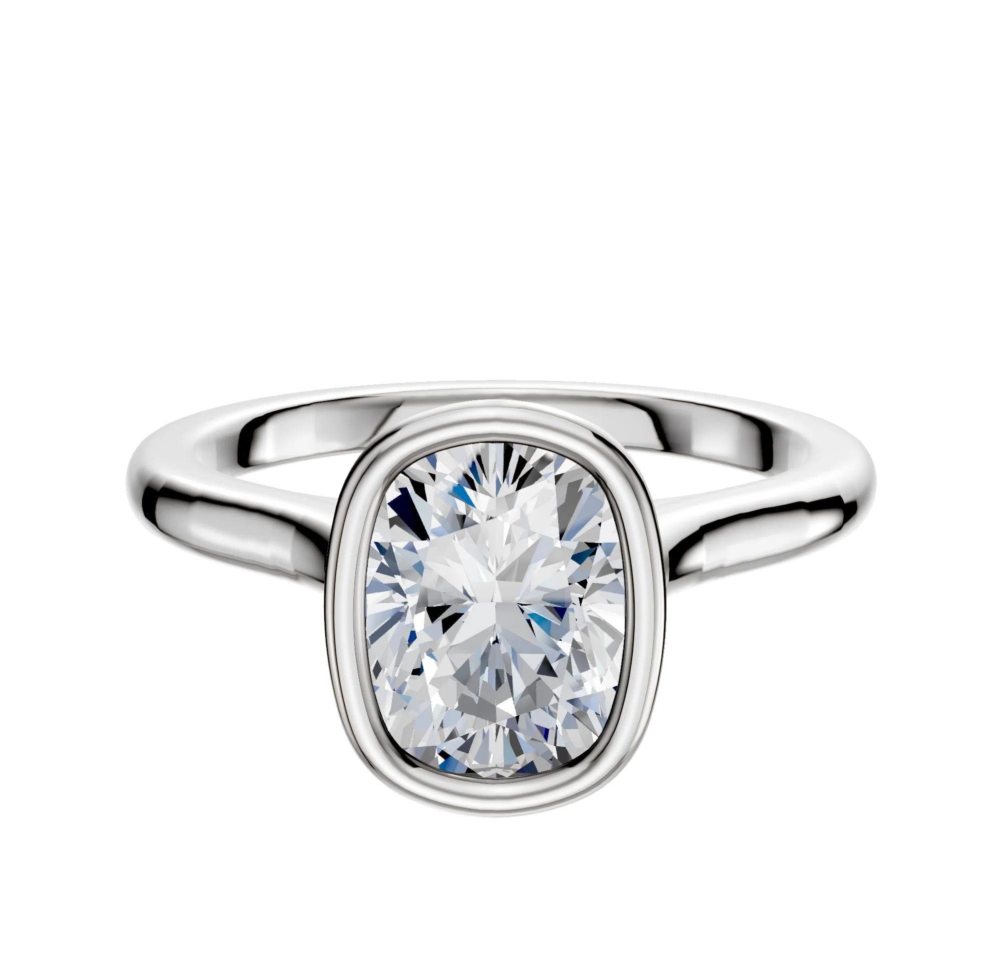 14K White Gold Bezel Full Bezel North/South Cathedral Dome 2.0mm Engagement Ring
