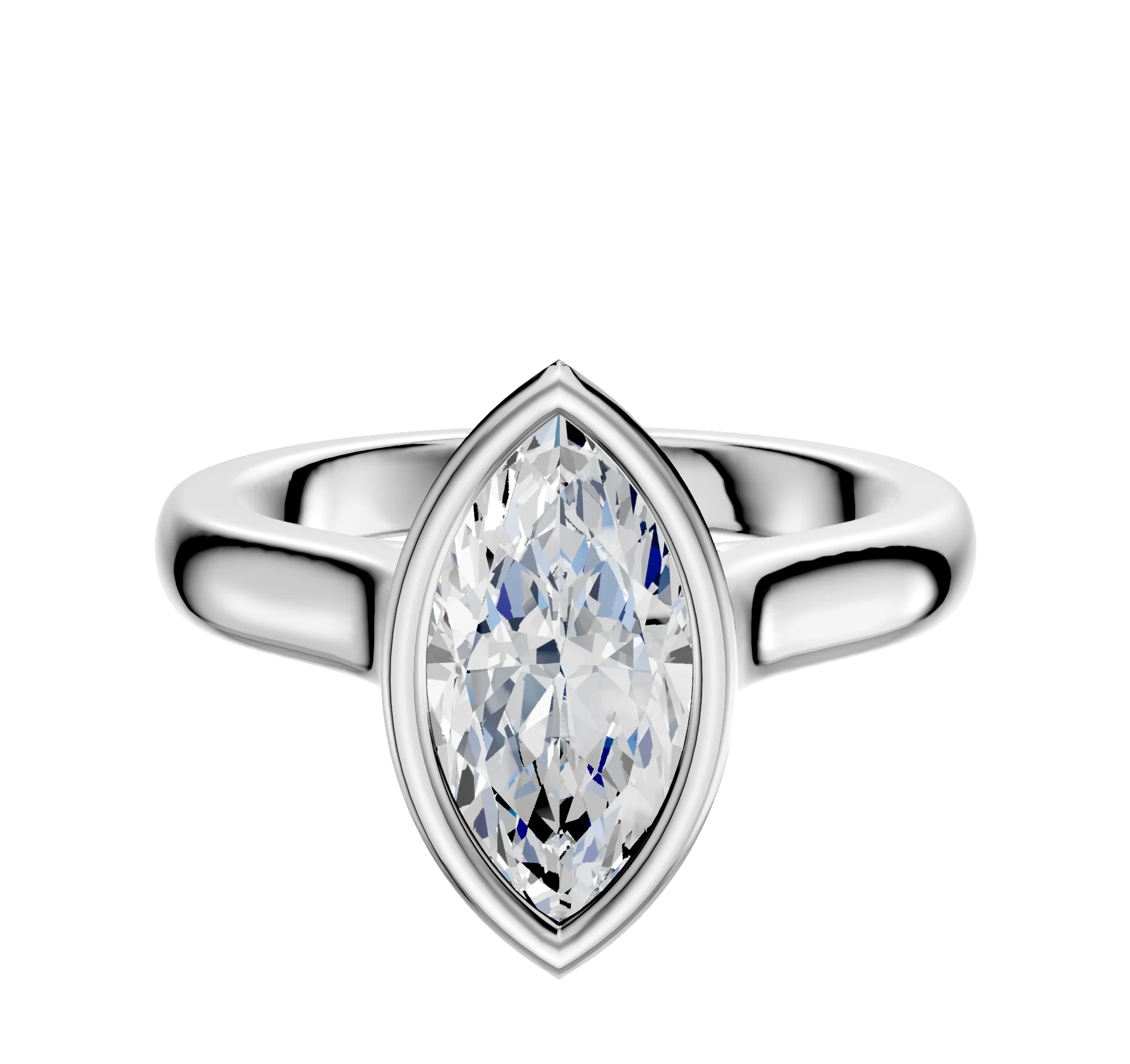 14K White Gold Bezel Full Bezel North/South Cathedral Dome 3.0mm Engagement Ring