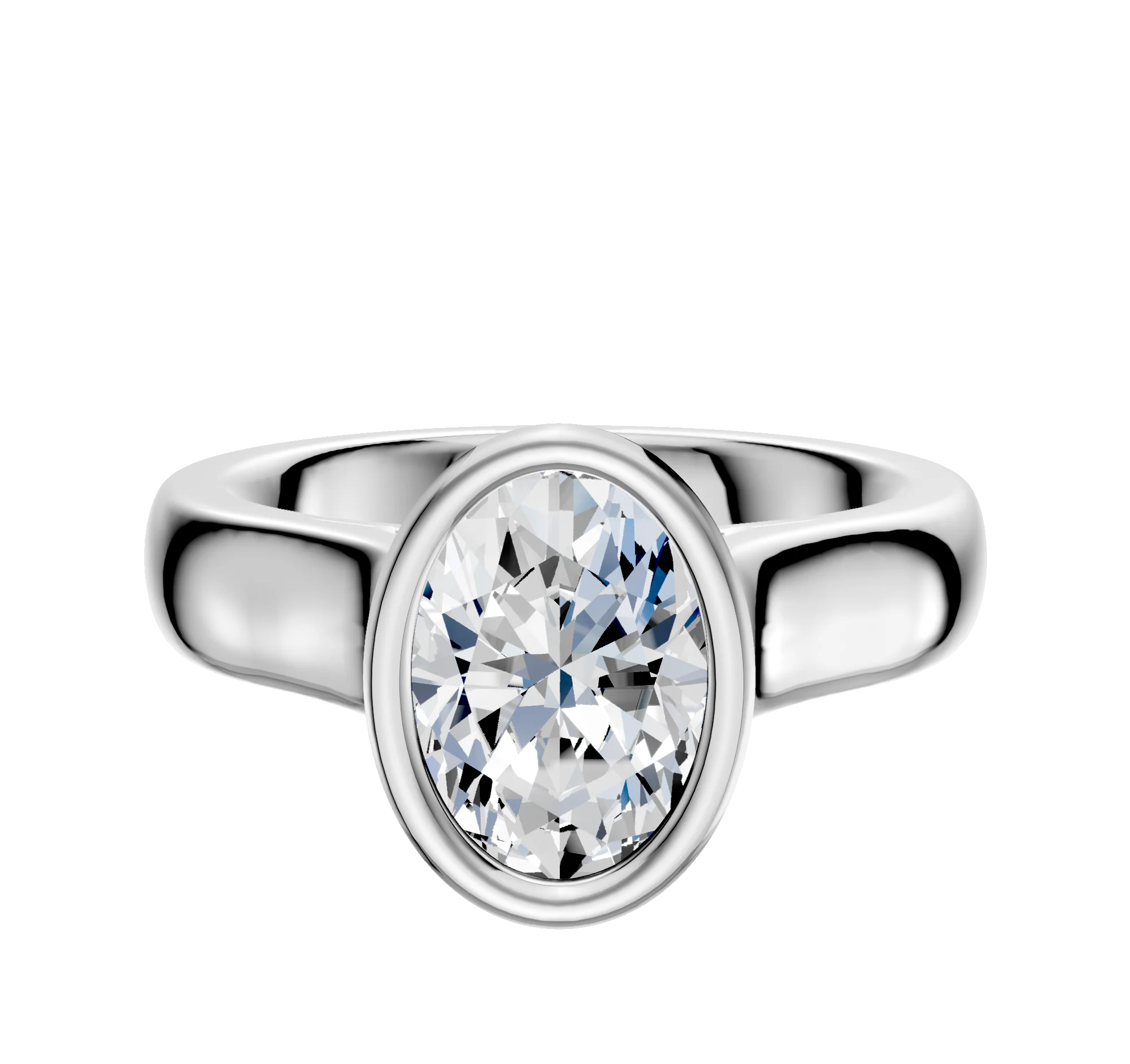 14K White Gold Bezel Full Bezel North/South Cathedral Dome 4.0mm Engagement Ring