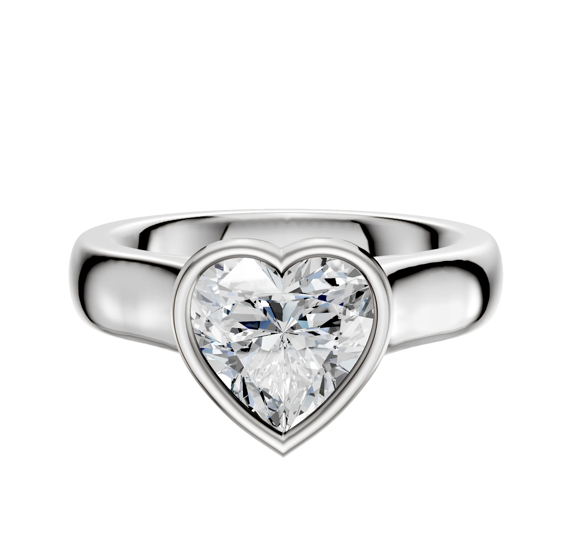 14K White Gold Bezel Full Bezel North/South Cathedral Dome 4.0mm Engagement Ring