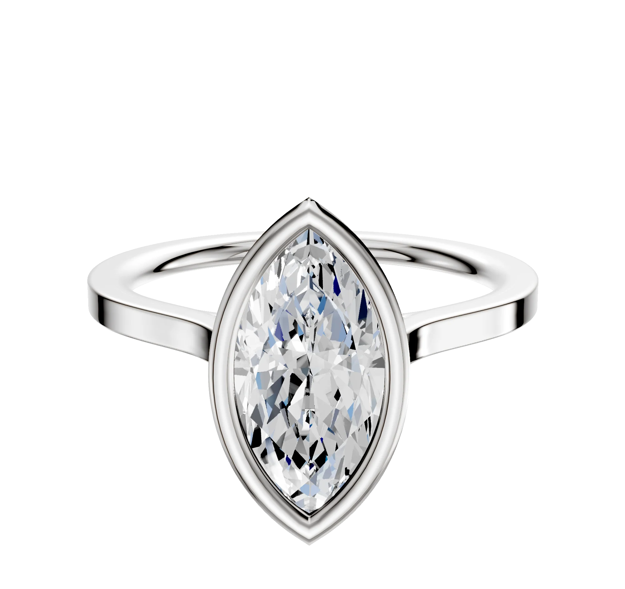 14K White Gold Bezel Full Bezel North/South Cathedral Flat 1.5mm Engagement Ring