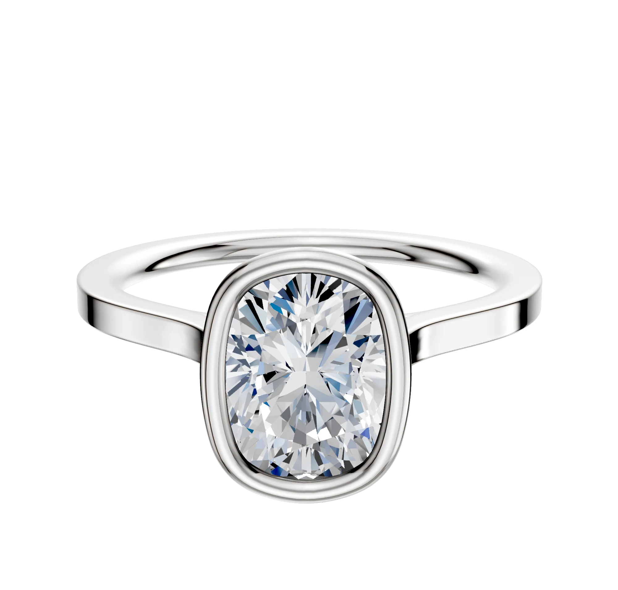 14K White Gold Bezel Full Bezel North/South Cathedral Flat 1.5mm Engagement Ring