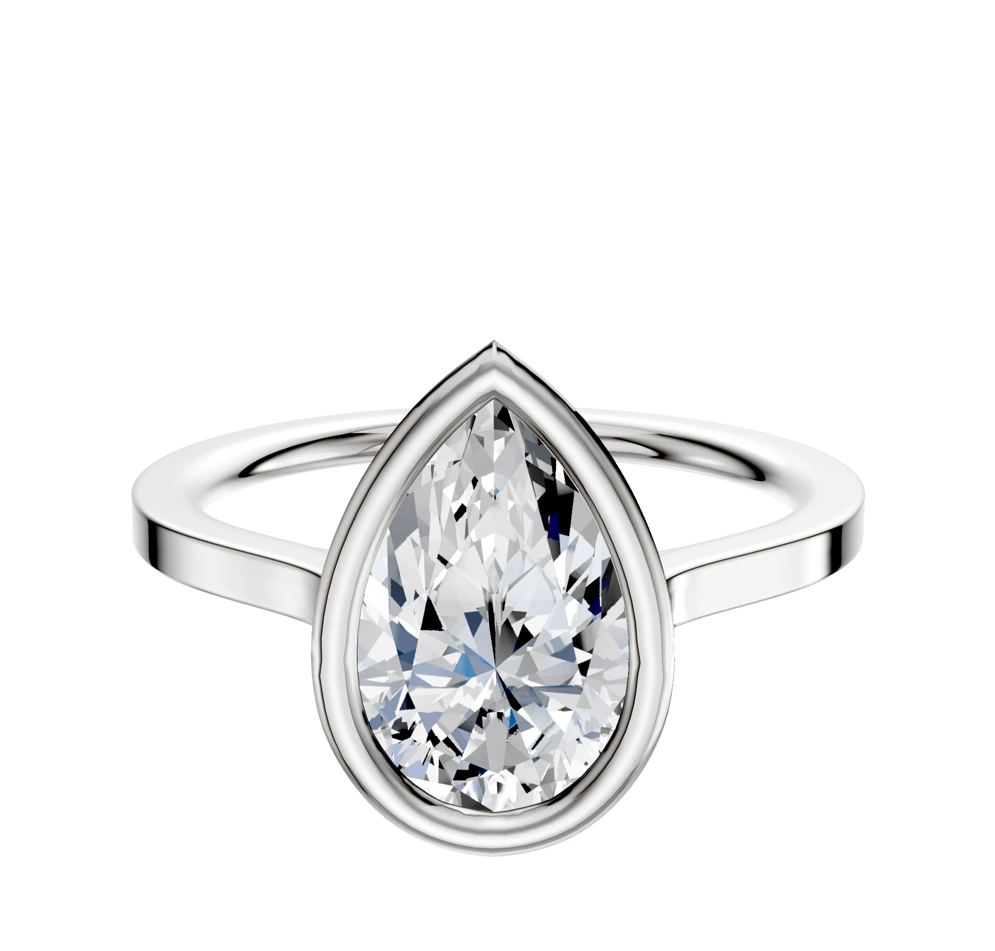 14K White Gold Bezel Full Bezel North/South Cathedral Flat 1.5mm Engagement Ring