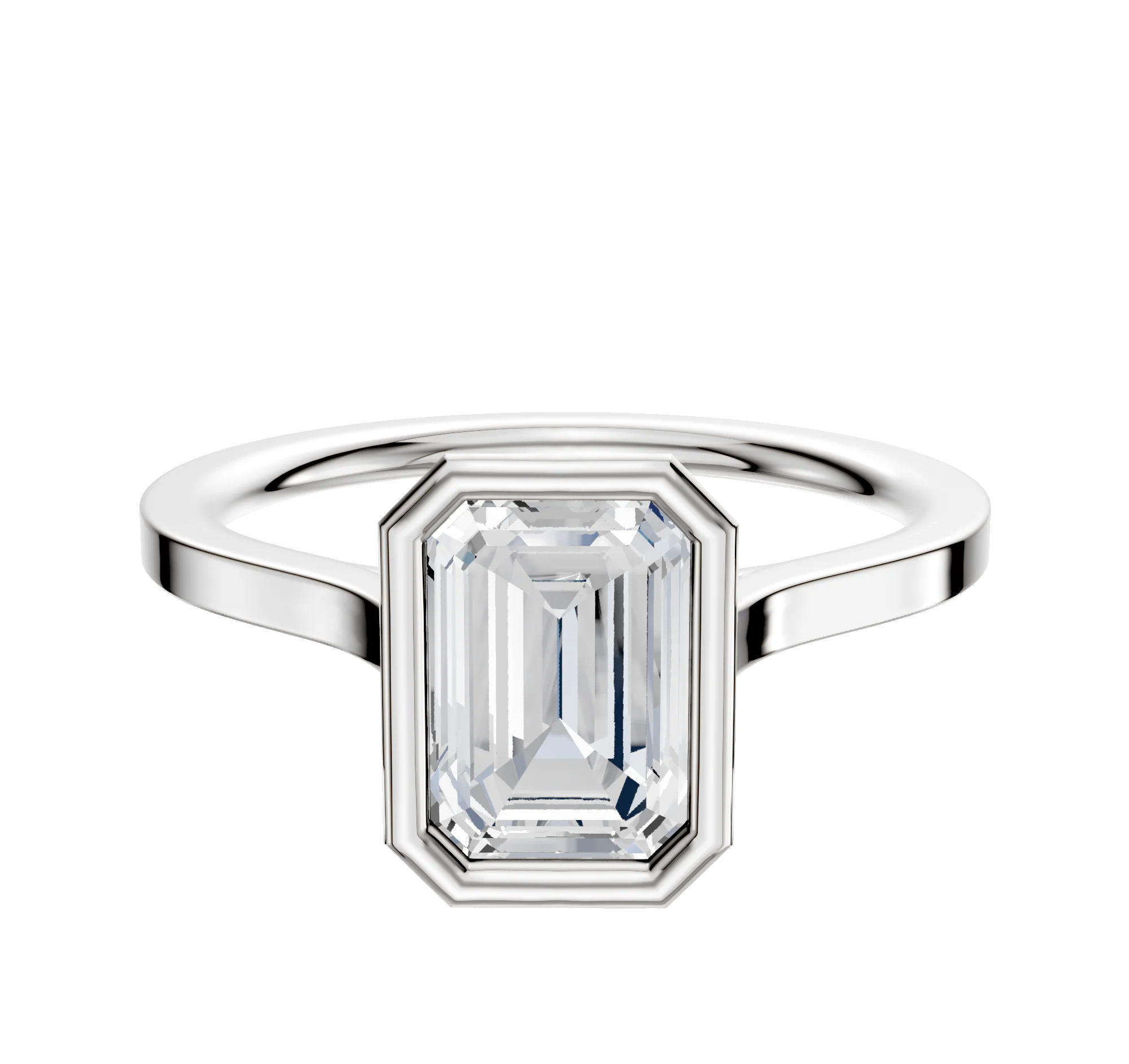 14K White Gold Bezel Full Bezel North/South Cathedral Flat 1.5mm Engagement Ring