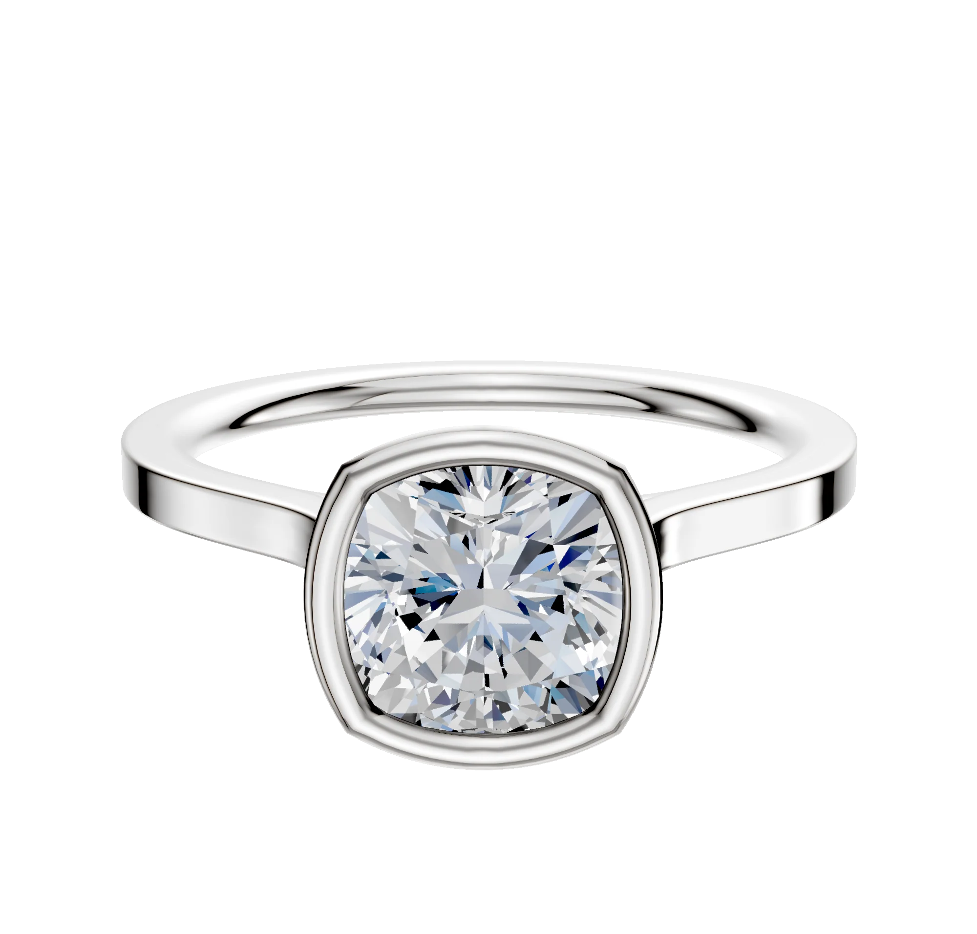 14K White Gold Bezel Full Bezel North/South Cathedral Flat 1.5mm Engagement Ring