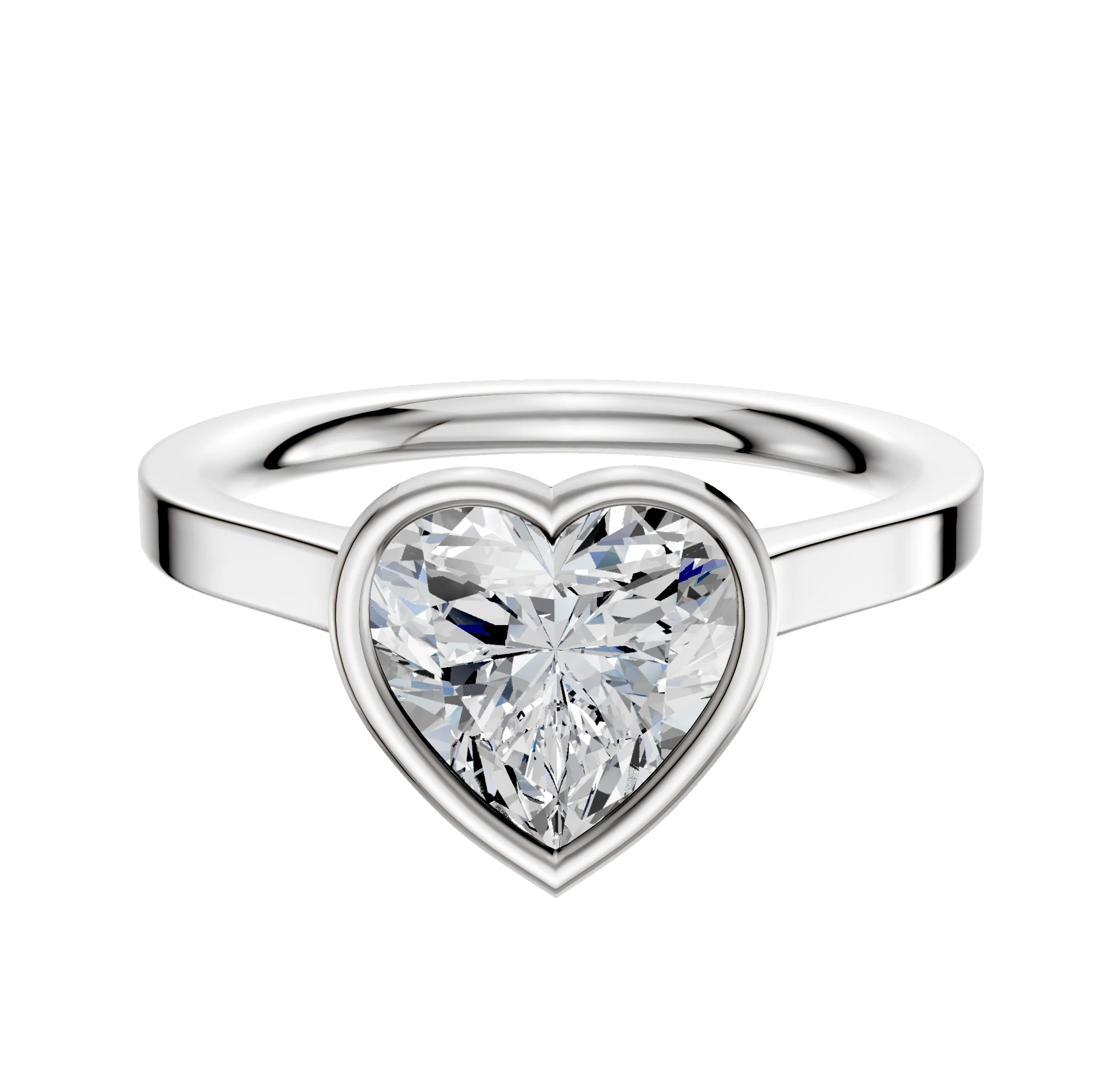 14K White Gold Bezel Full Bezel North/South Cathedral Flat 2.0mm Engagement Ring