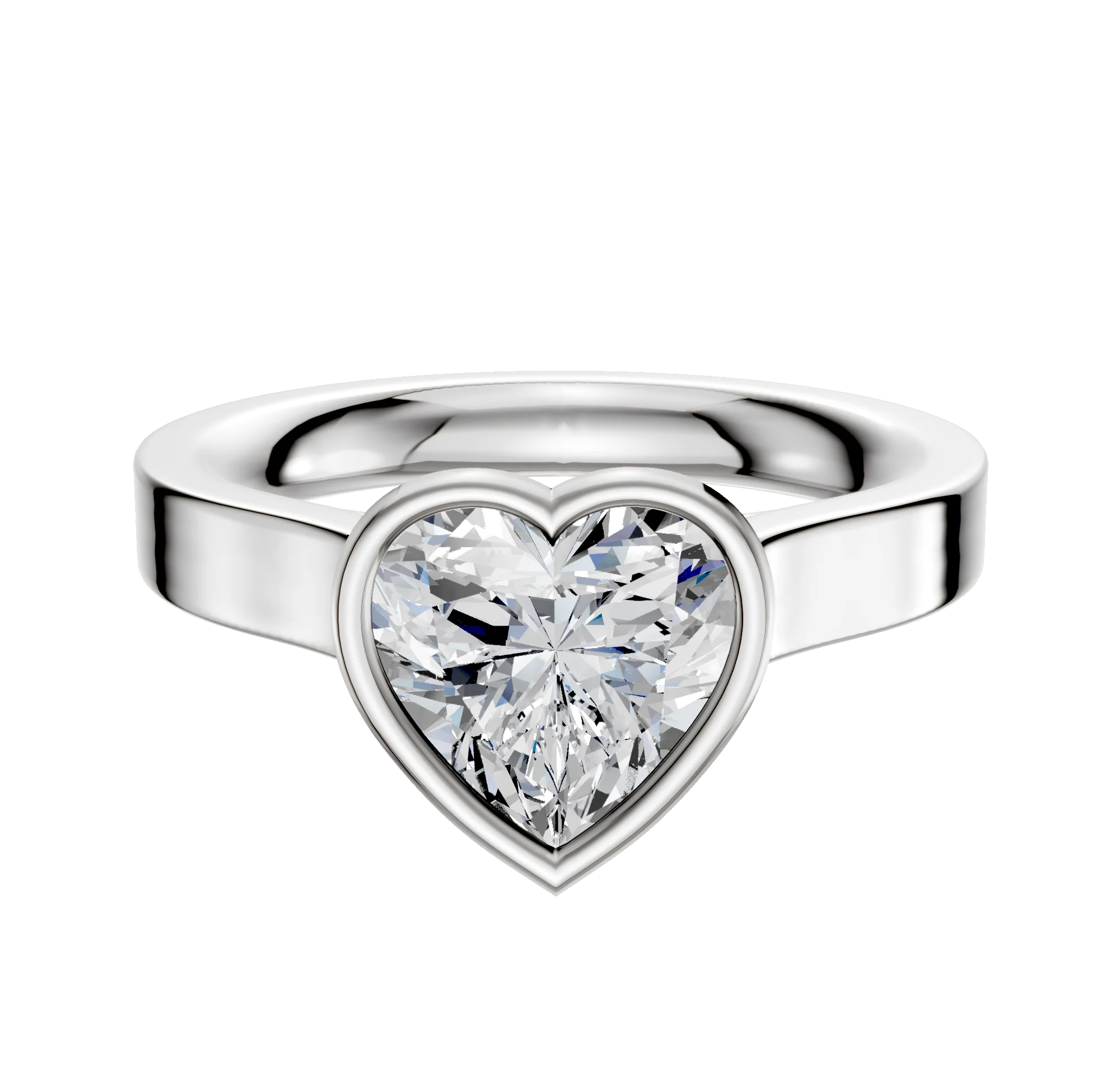 14K White Gold Bezel Full Bezel North/South Cathedral Flat 3.0mm Engagement Ring