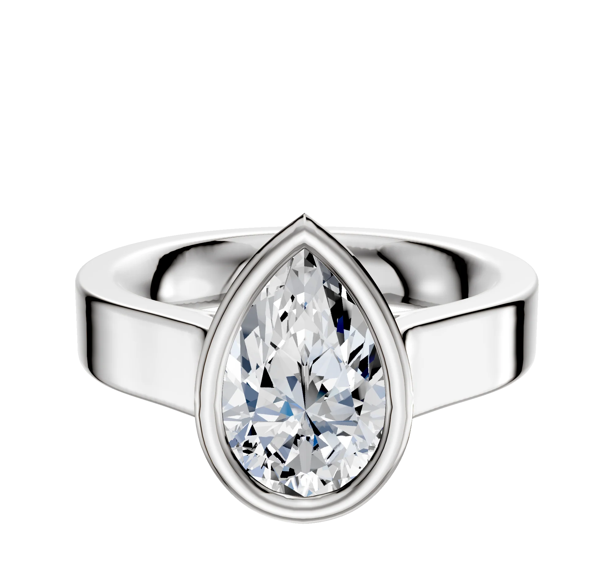 14K White Gold Bezel Full Bezel North/South Cathedral Flat 4.0mm Engagement Ring