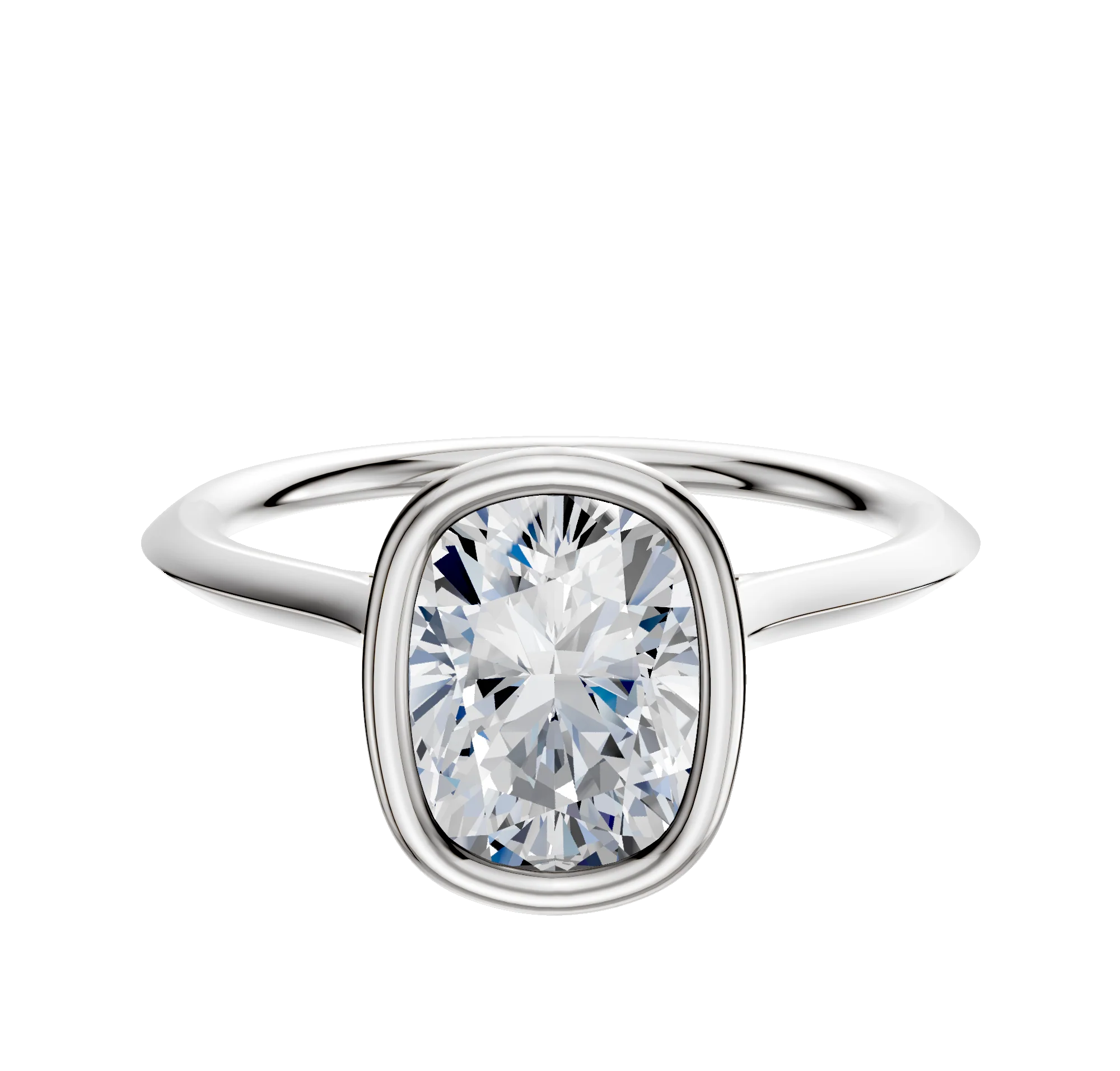 14K White Gold Bezel Full Bezel North/South Cathedral Knife Edge 1.5mm Engagement Ring