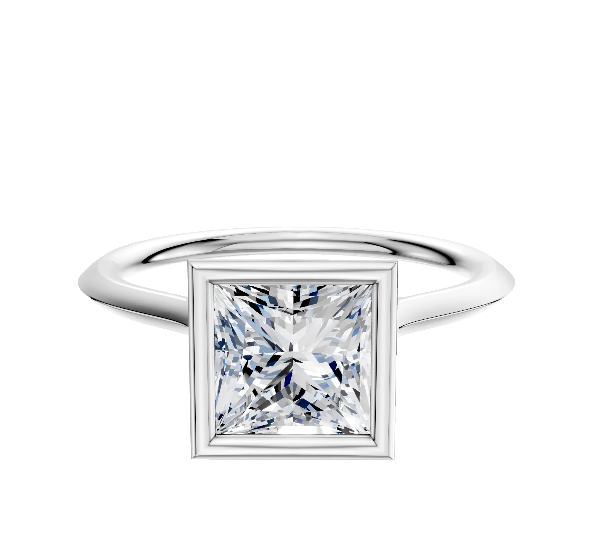 14K White Gold Bezel Full Bezel North/South Cathedral Knife Edge 1.5mm Engagement Ring