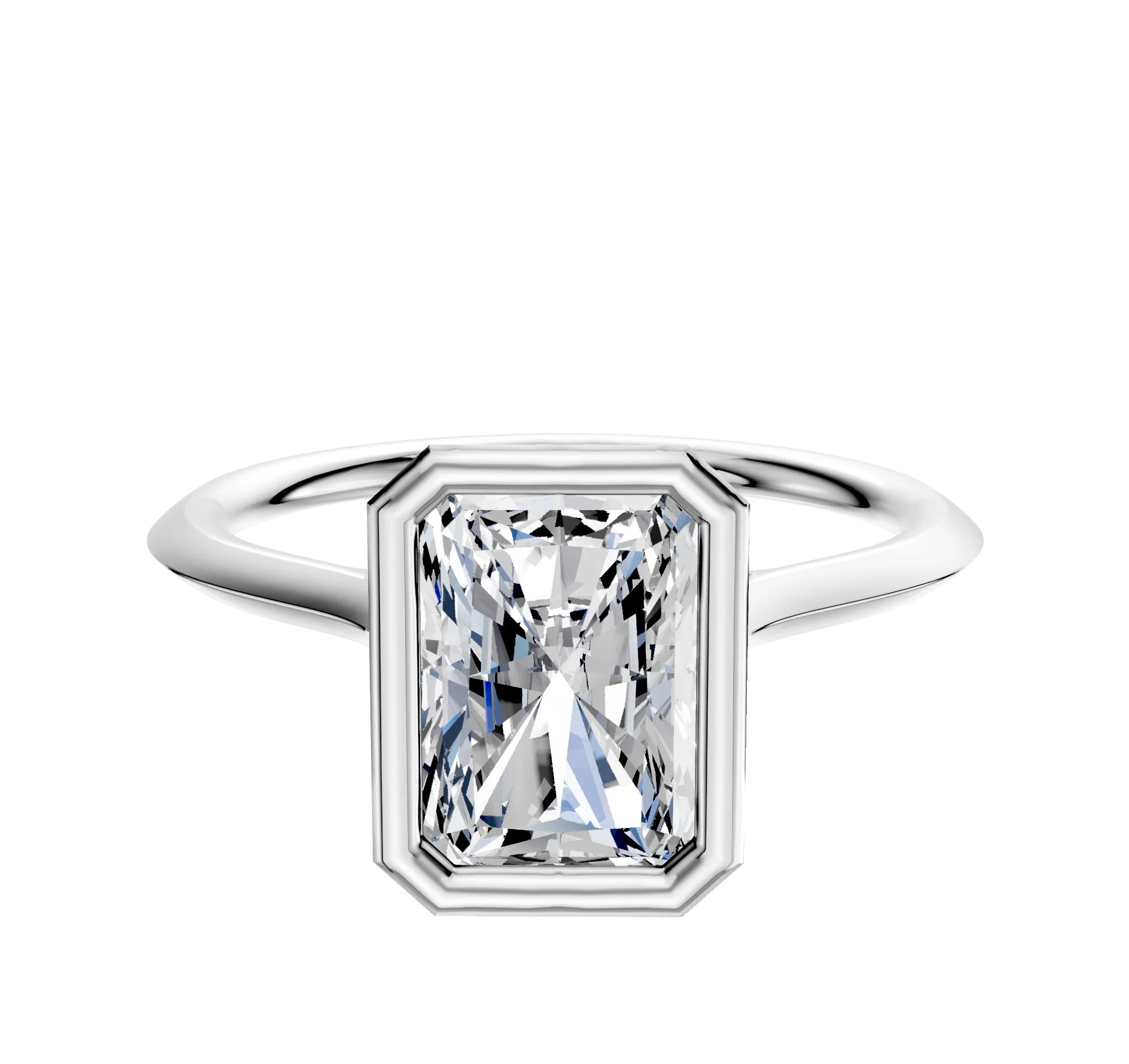 14K White Gold Bezel Full Bezel North/South Cathedral Knife Edge 1.5mm Engagement Ring