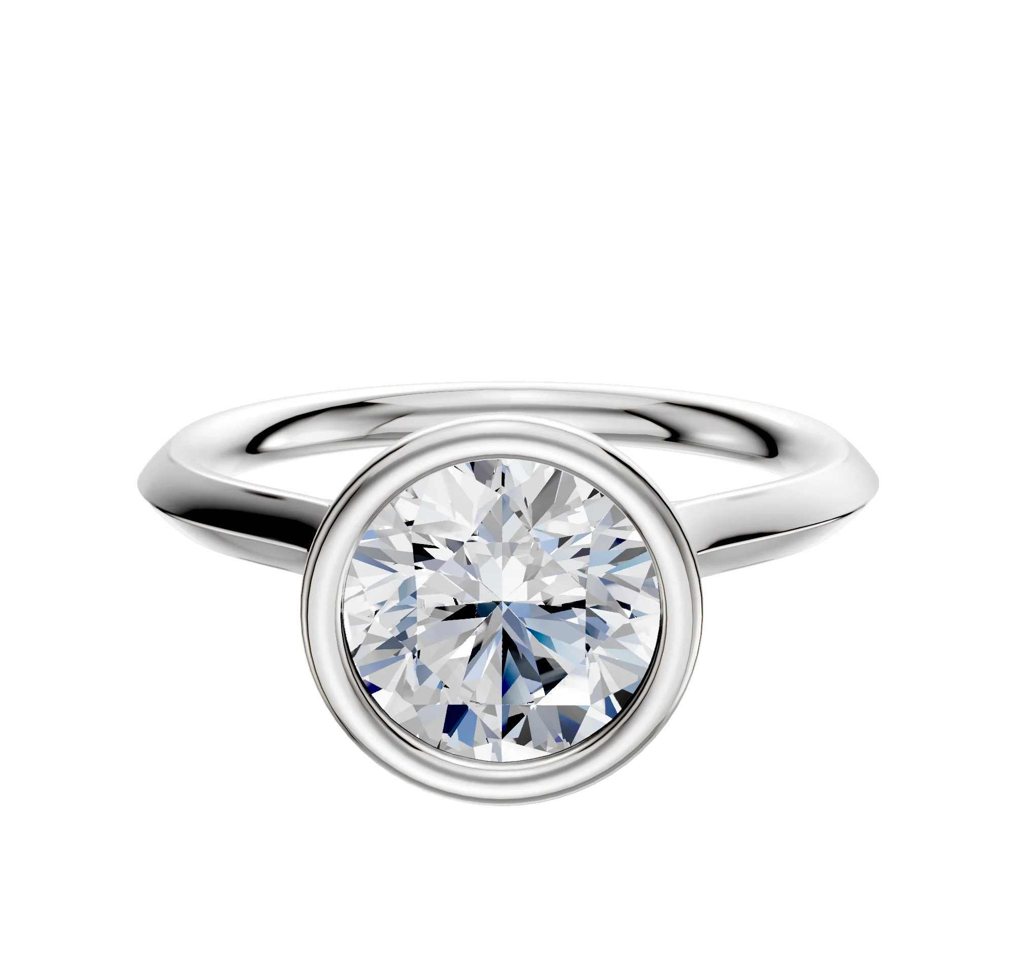 14K White Gold Bezel Full Bezel North/South Cathedral Knife Edge 2.0mm Engagement Ring