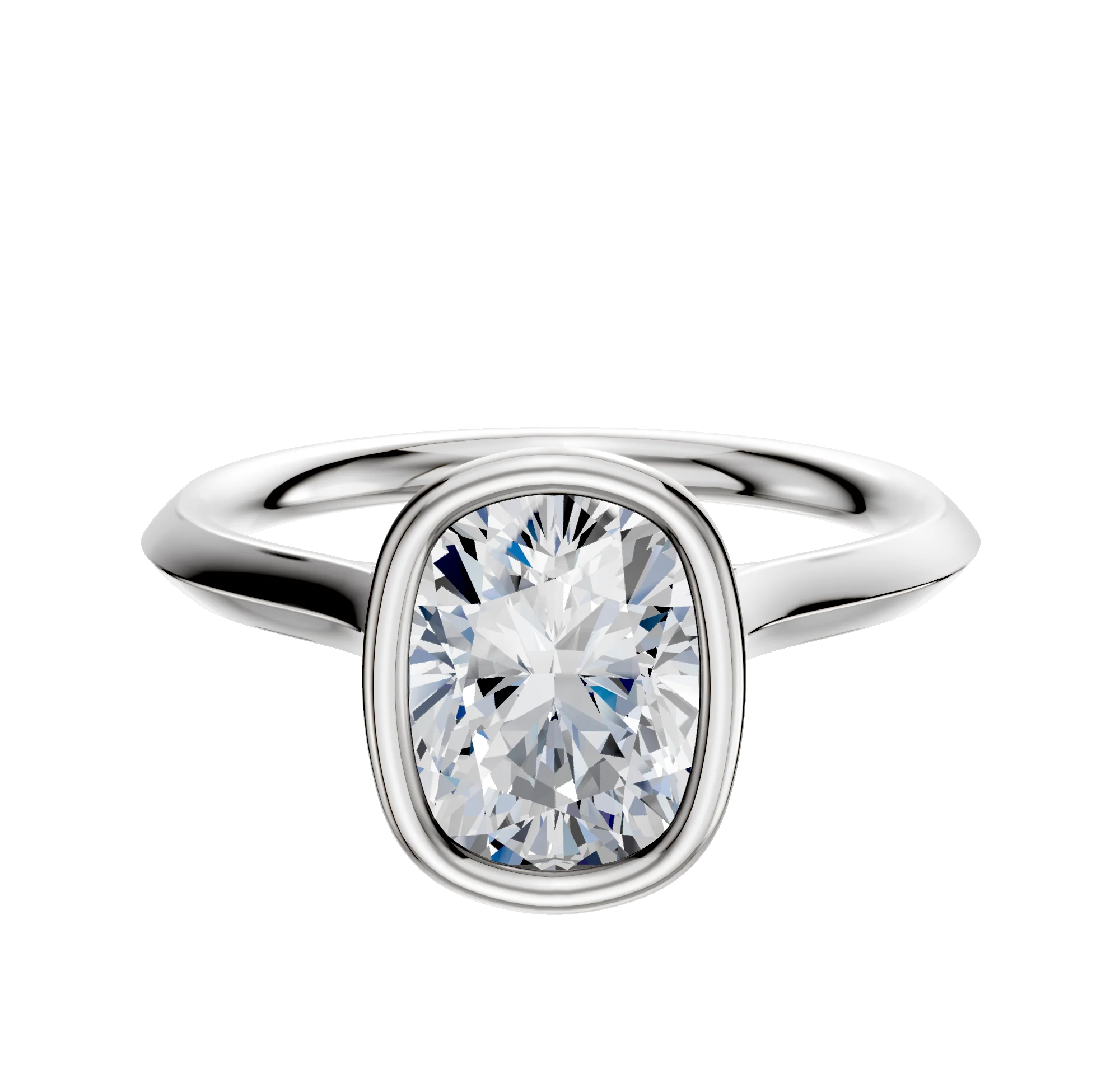 14K White Gold Bezel Full Bezel North/South Cathedral Knife Edge 2.0mm Engagement Ring