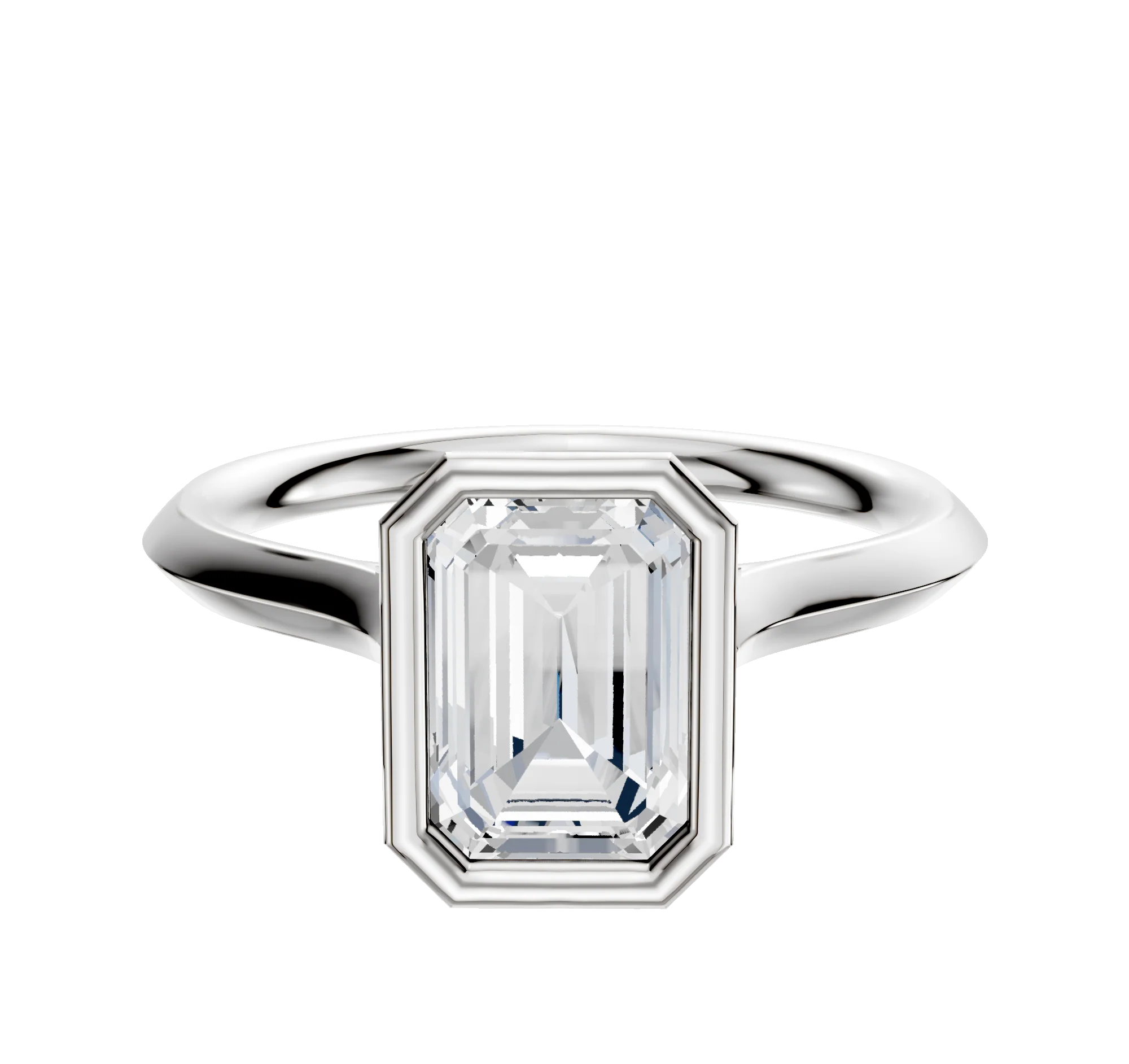 14K White Gold Bezel Full Bezel North/South Cathedral Knife Edge 2.0mm Engagement Ring