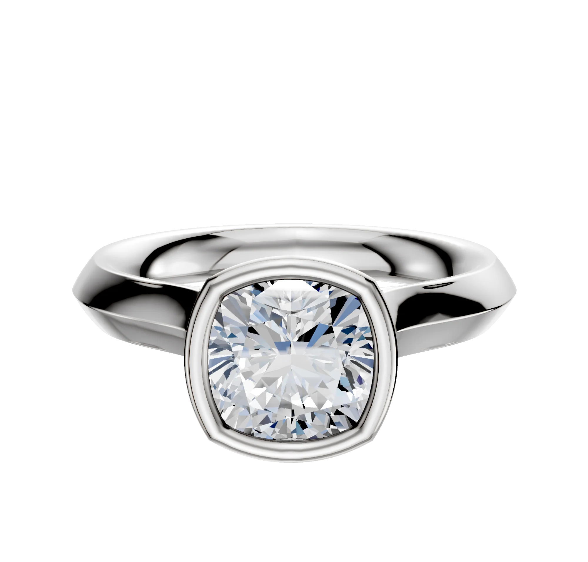 14K White Gold Bezel Full Bezel North/South Cathedral Knife Edge 3.0mm Engagement Ring