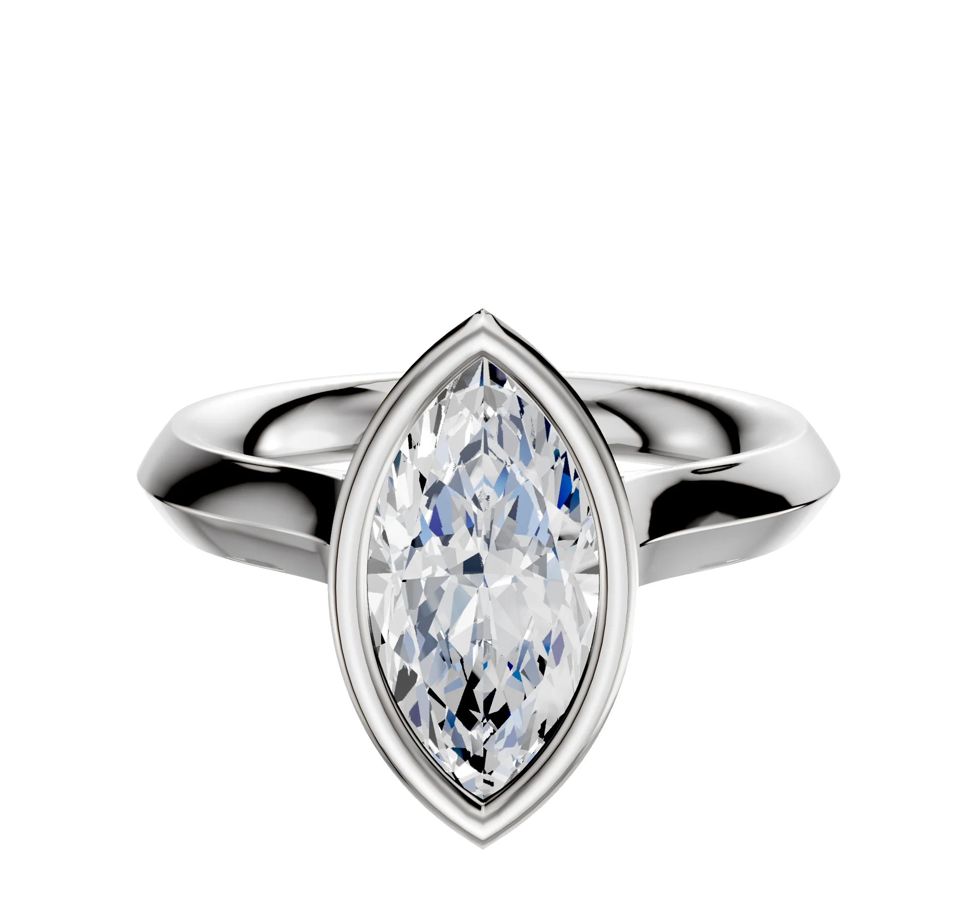 14K White Gold Bezel Full Bezel North/South Cathedral Knife Edge 3.0mm Engagement Ring