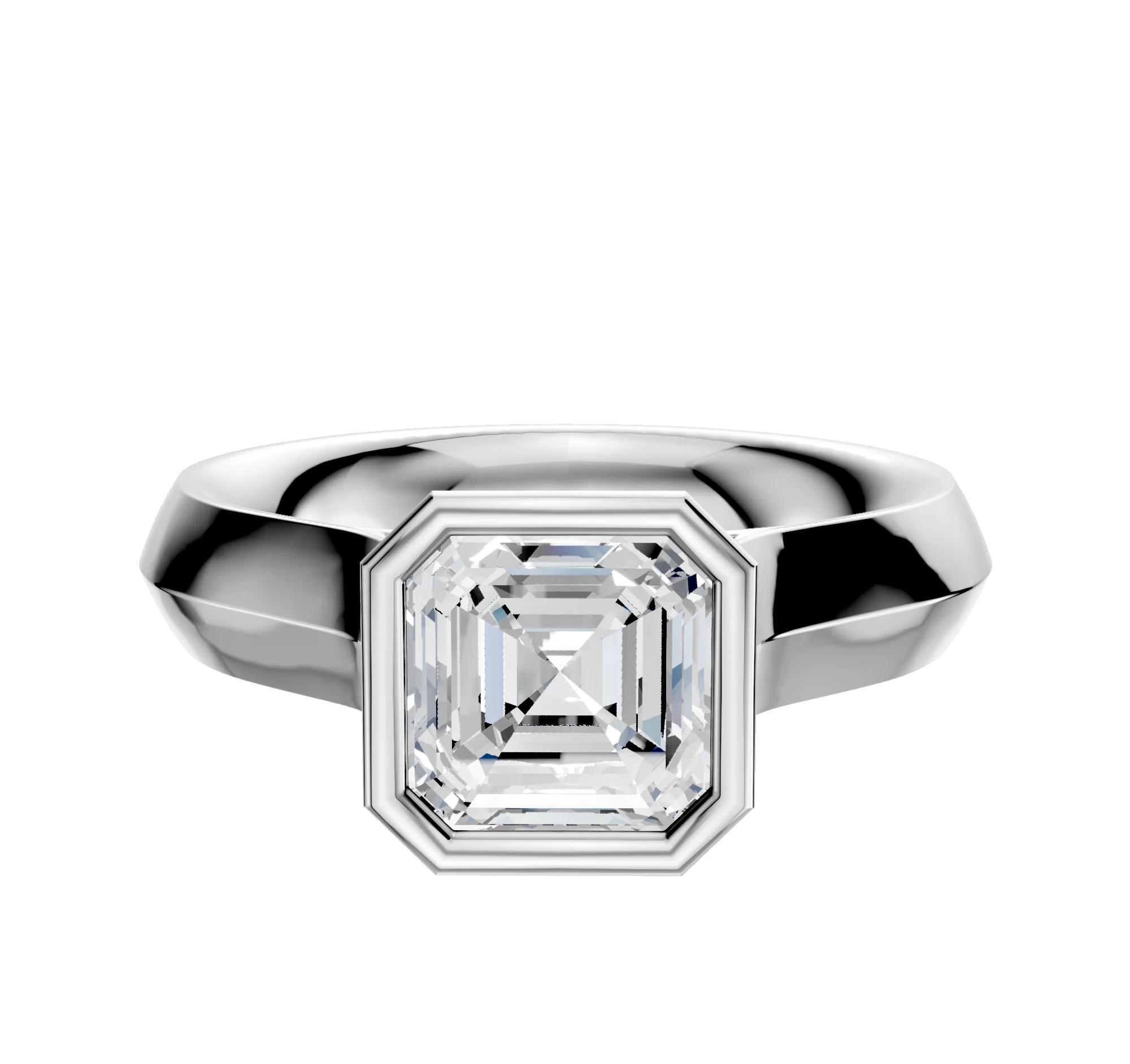 14K White Gold Bezel Full Bezel North/South Cathedral Knife Edge 4.0mm Engagement Ring