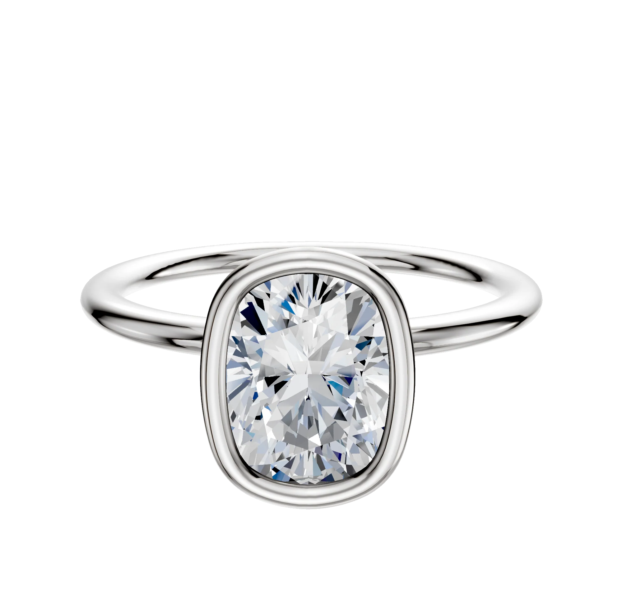 14K White Gold Bezel Full Bezel North/South Classic Dome 1.5mm Engagement Ring