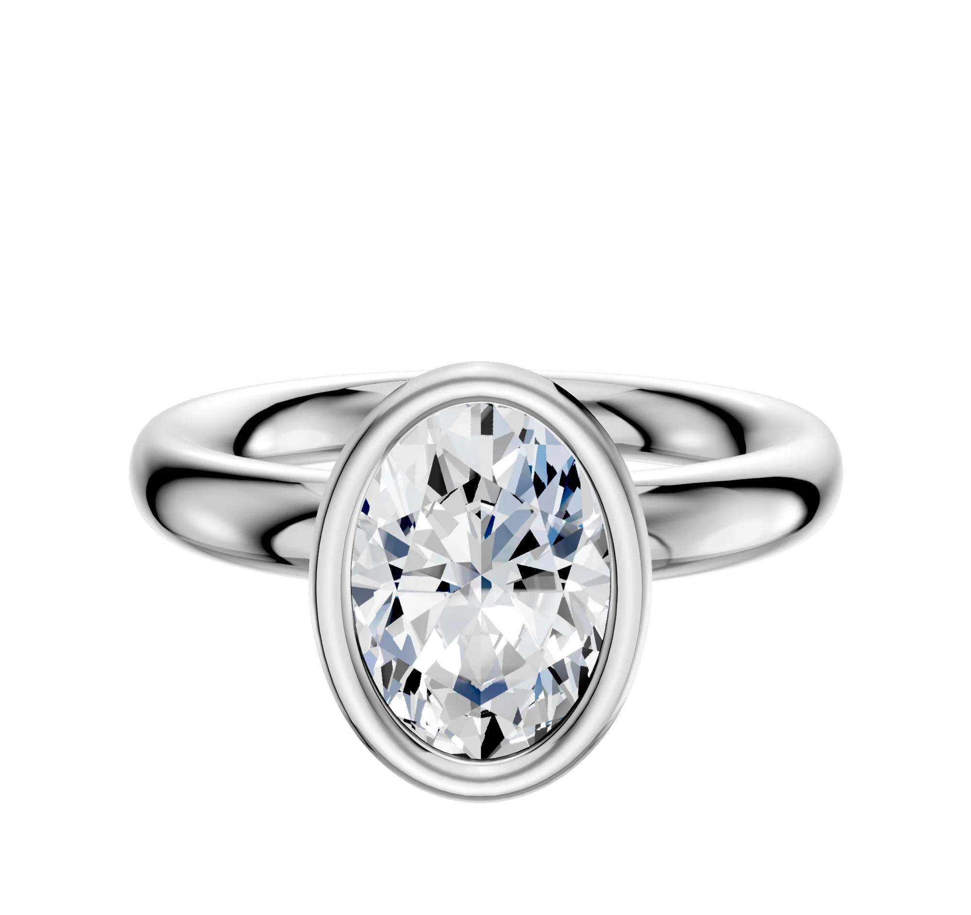14K White Gold Bezel Full Bezel North/South Classic Dome 3.0mm Engagement Ring
