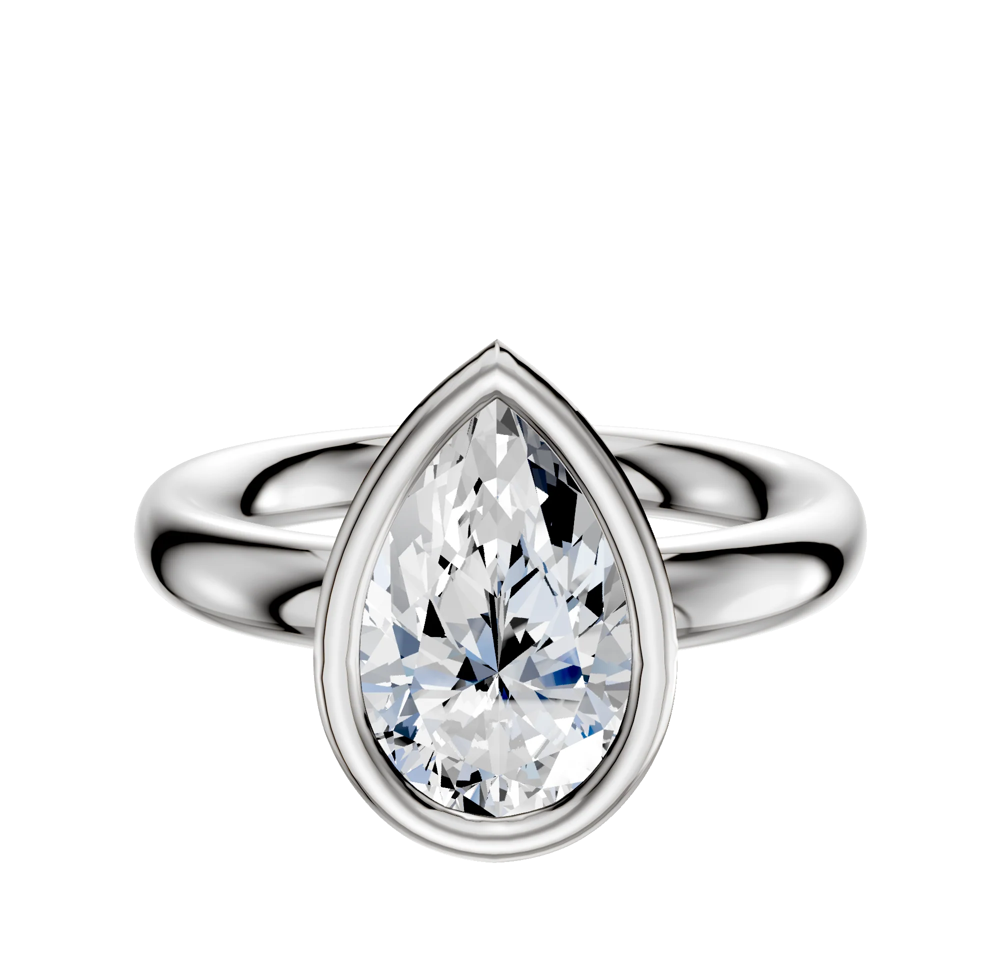 14K White Gold Bezel Full Bezel North/South Classic Dome 3.0mm Engagement Ring